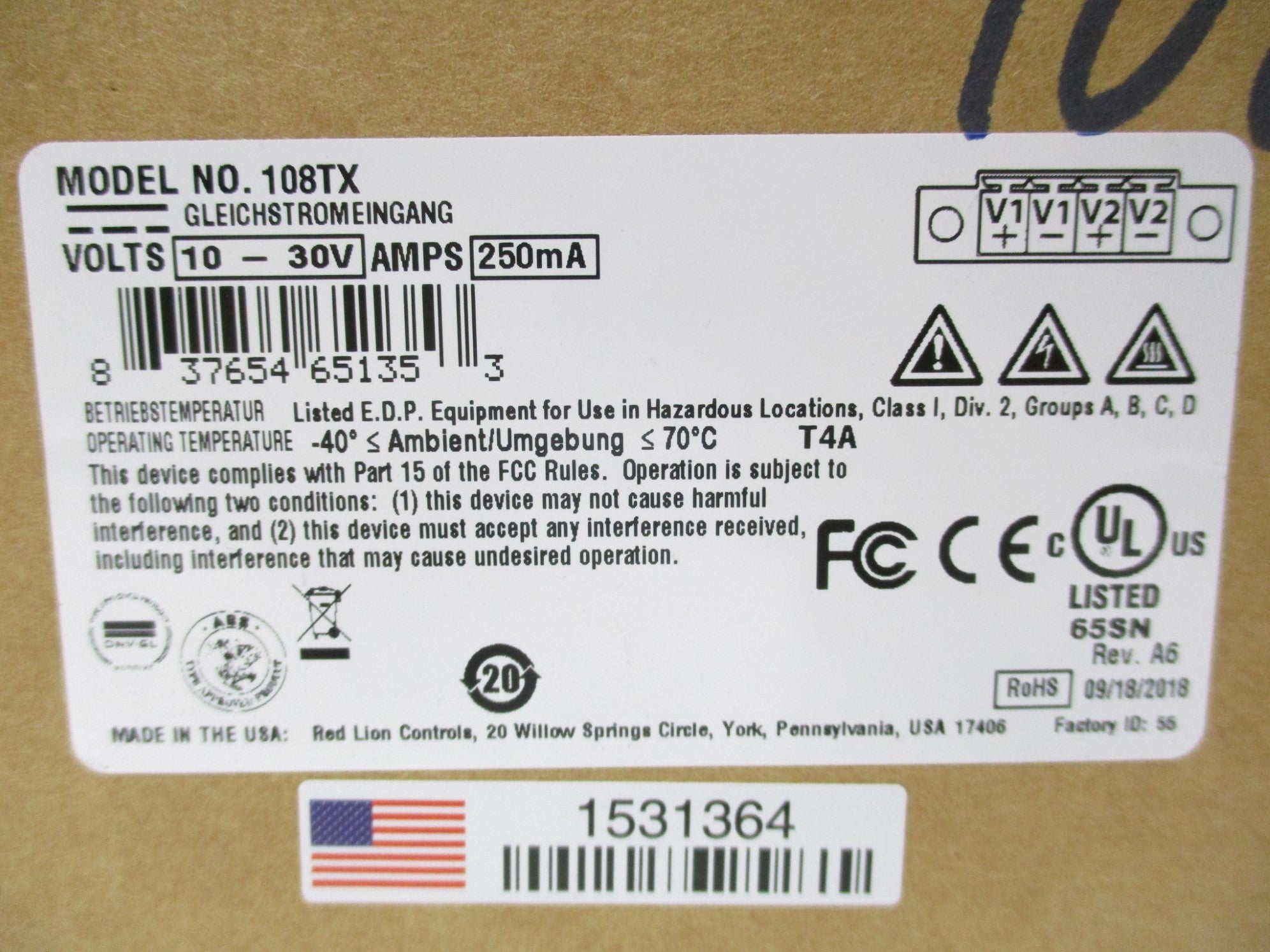 RED LION CONTROLS N-TRON 108TX 10-30V NSMP