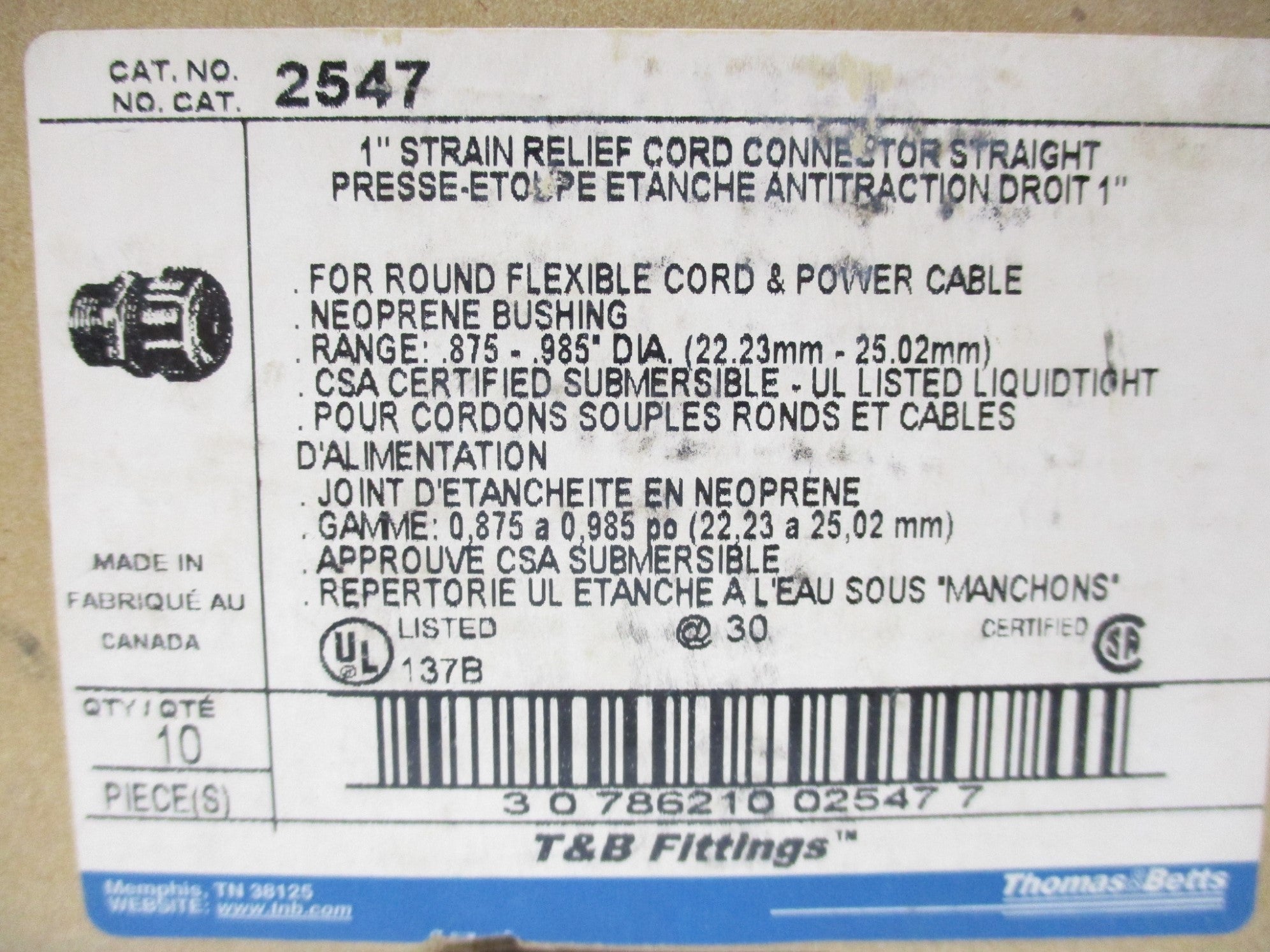 THOMAS&BETTS 2547 (PKG OF 10) NSMP