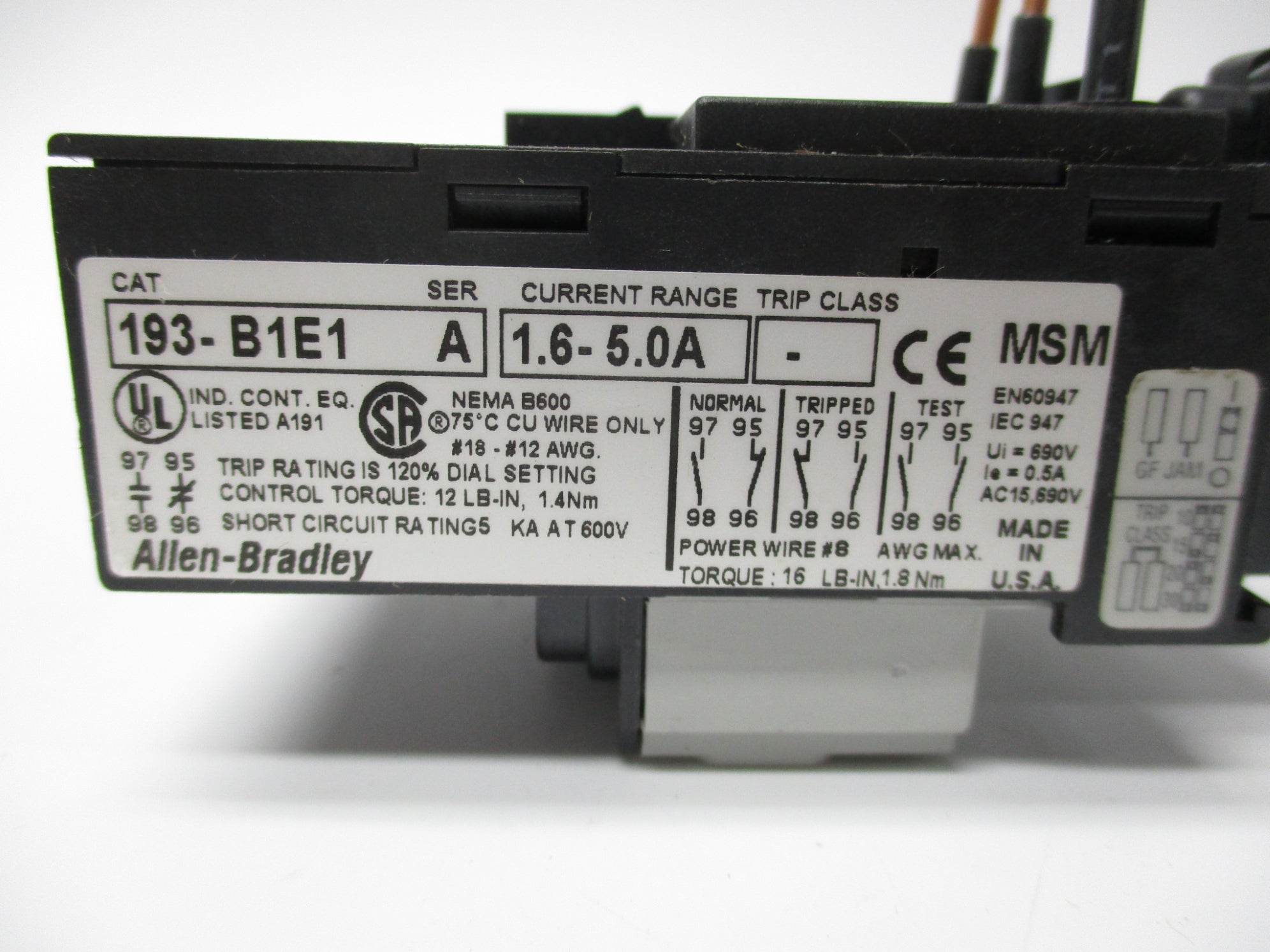 INDUSTRIAL SPARE PART 193-B1E1 SER. A 1.6-5.0A (BR/WH) NSMP