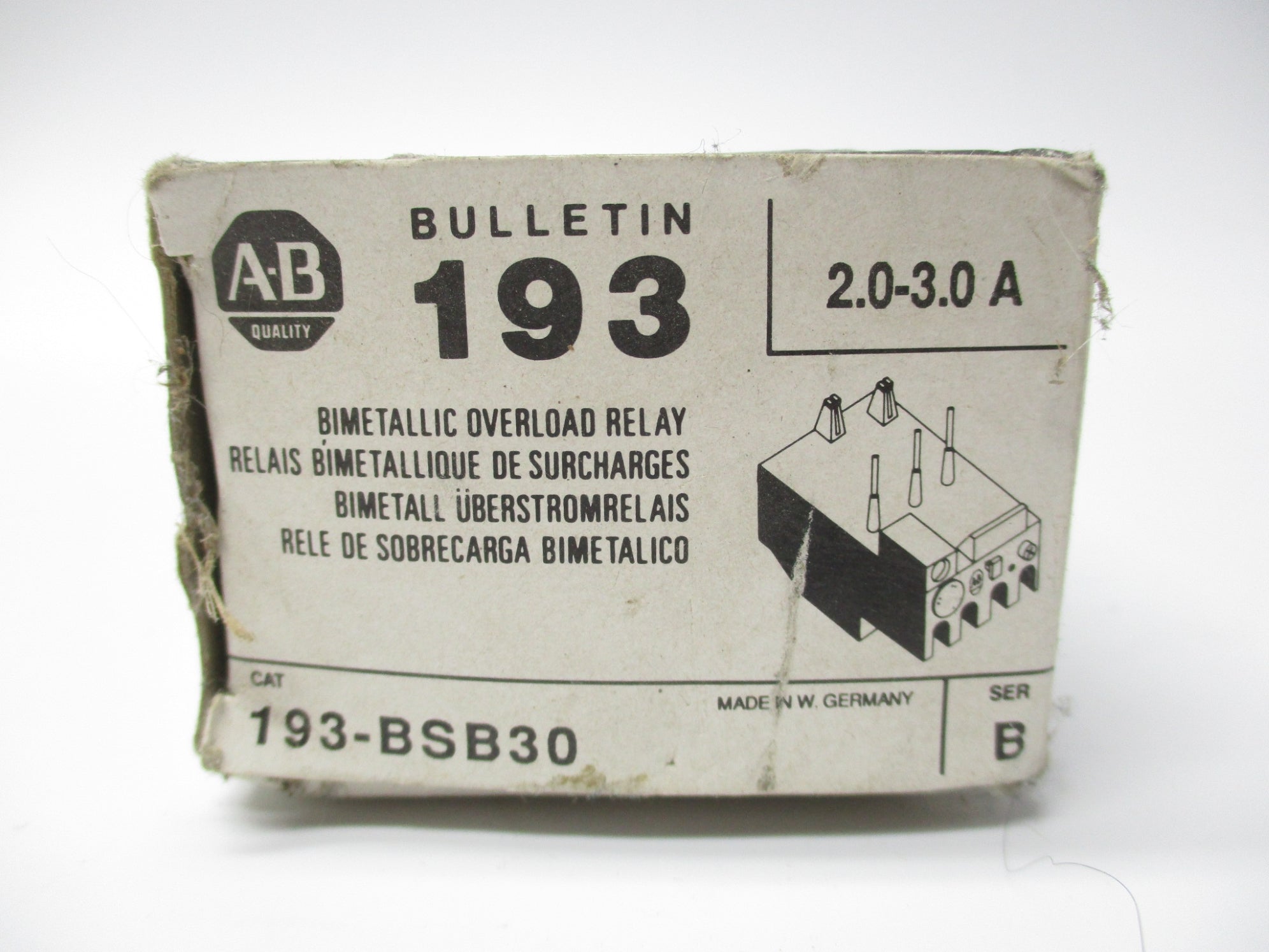 ALLEN BRADLEY 193-BSB30 SER. B 600V 2.0-3.0A (BK/YL) NSMP