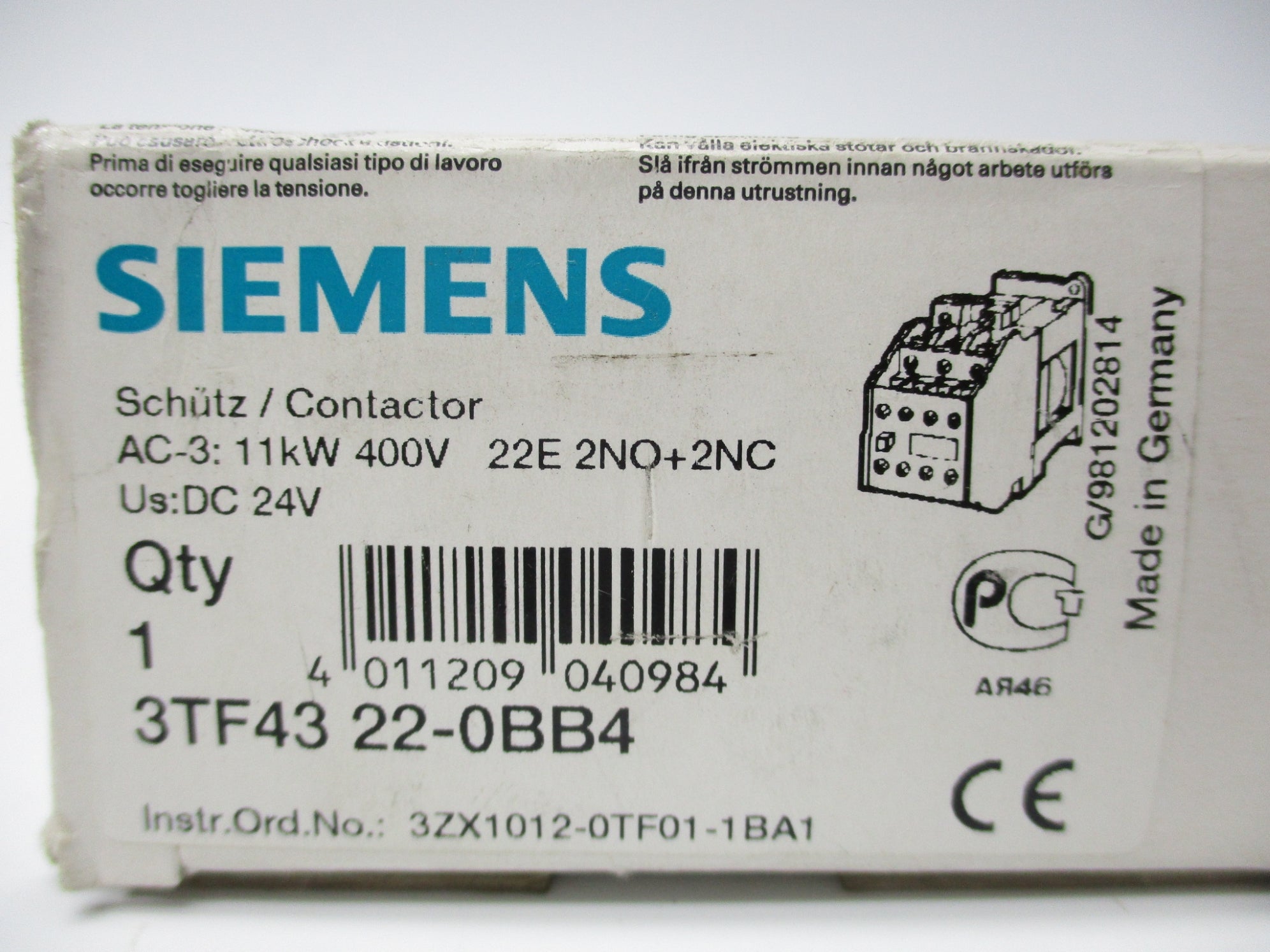 SIEMENS 3TF4322-0BB4 30A 600V NSMP
