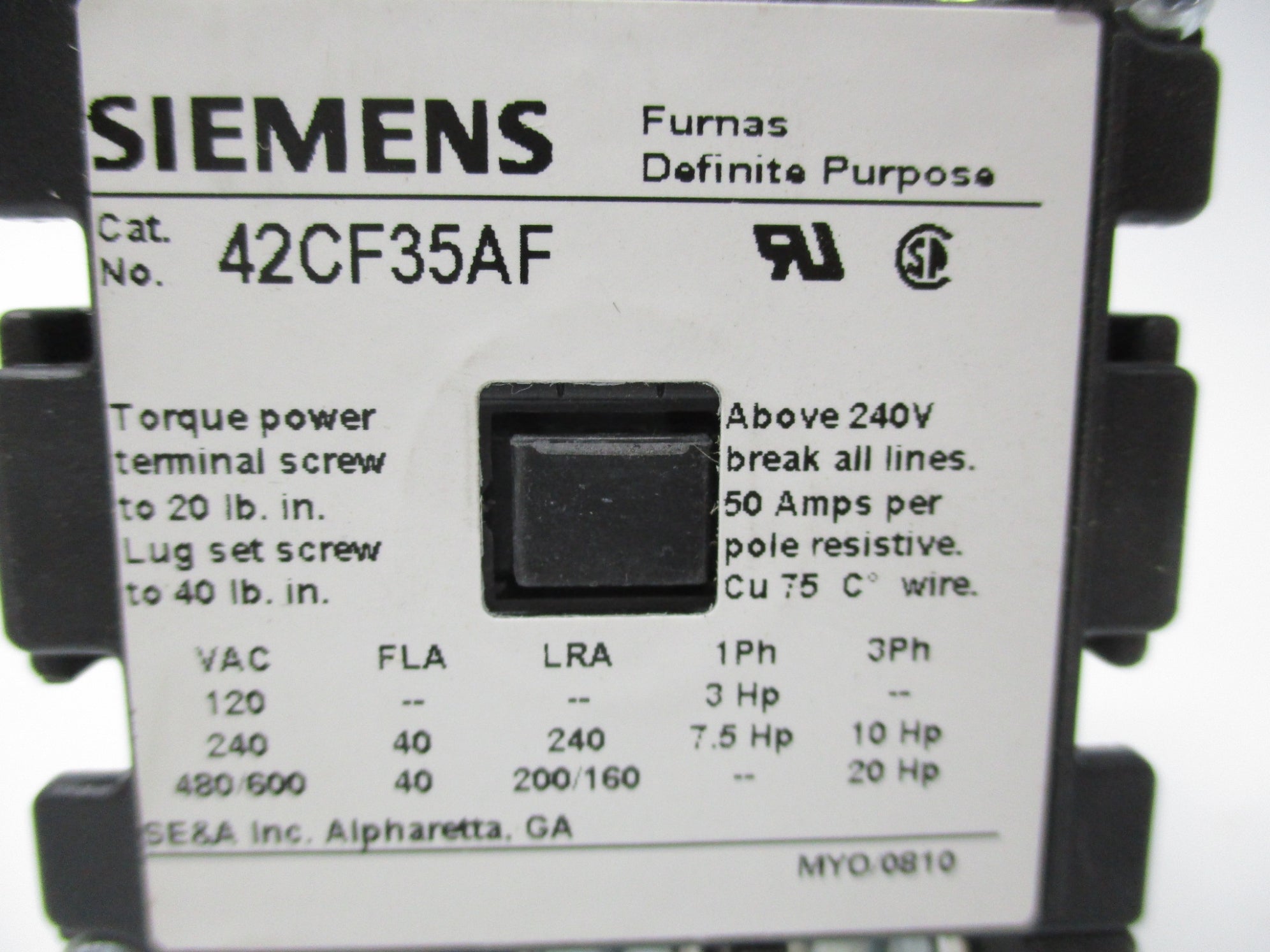 SIEMENS 42CF35AF 110/120V 40A NSMP