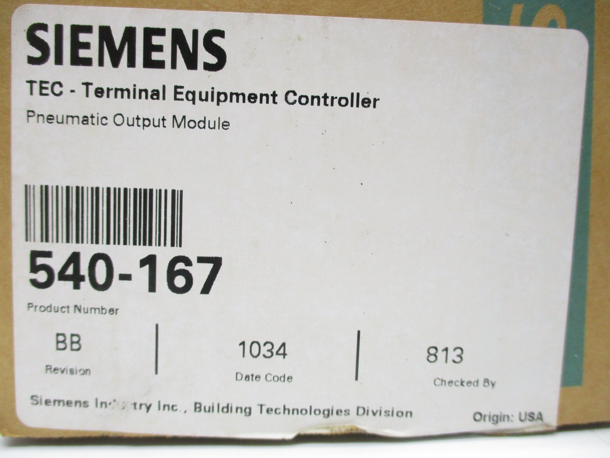 SIEMENS 540-167 REV. BB NSMP