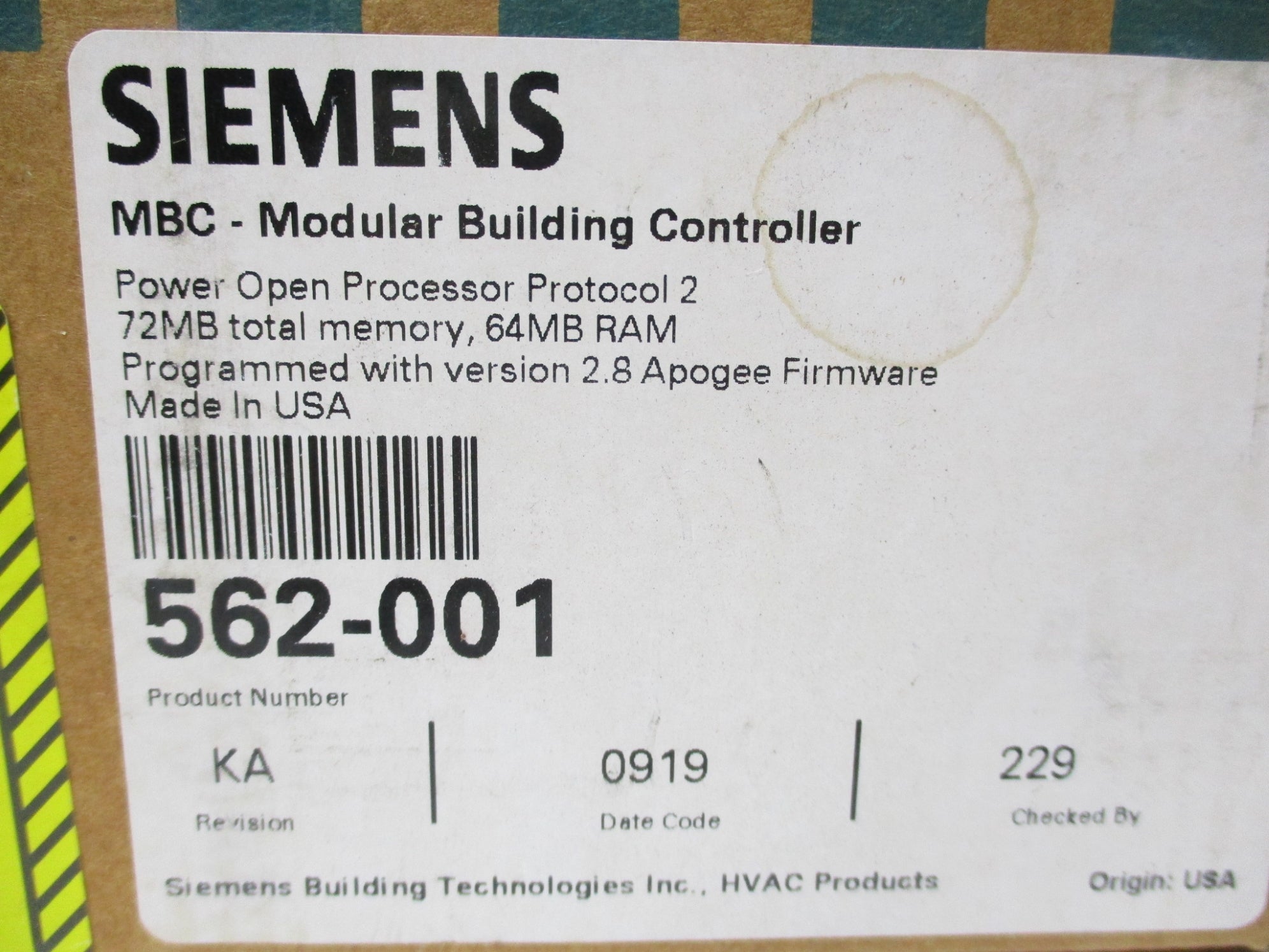 SIEMENS 562-001 REV. KA NSFS