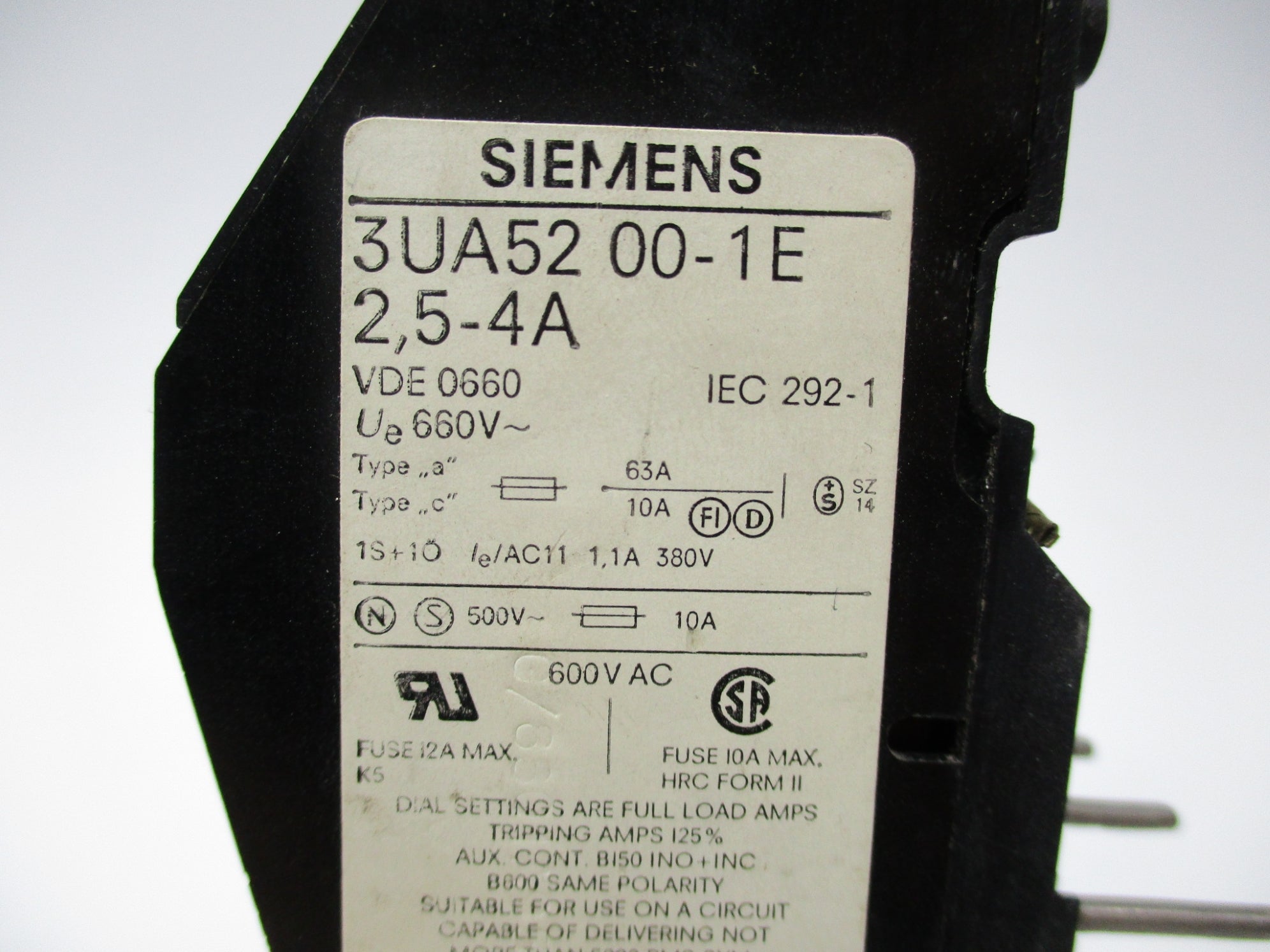 SIEMENS 3UA5200-1E 500V 10A NSNP