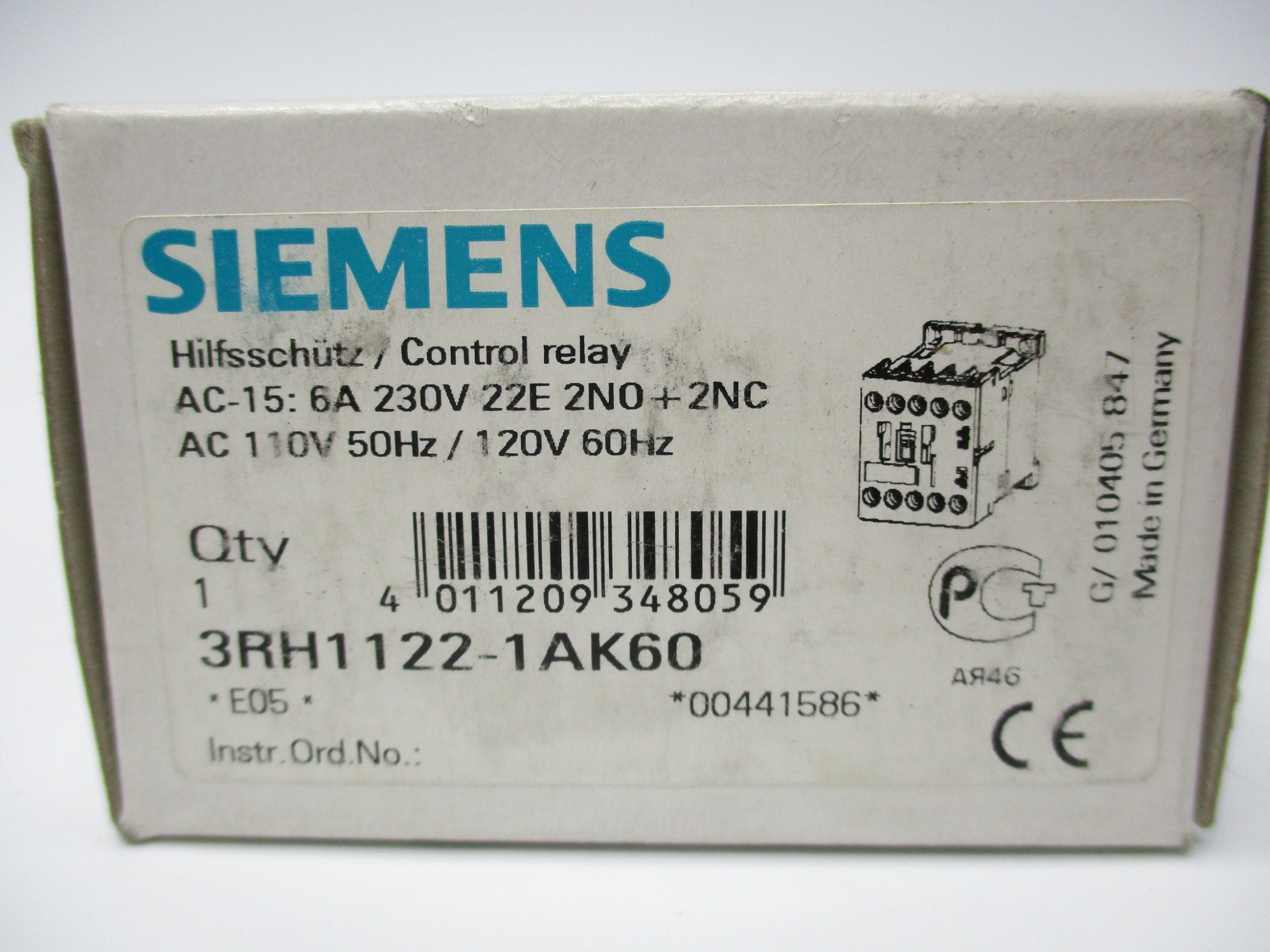 SIEMENS 3RH1122-1AK60 110V 6A NSMP