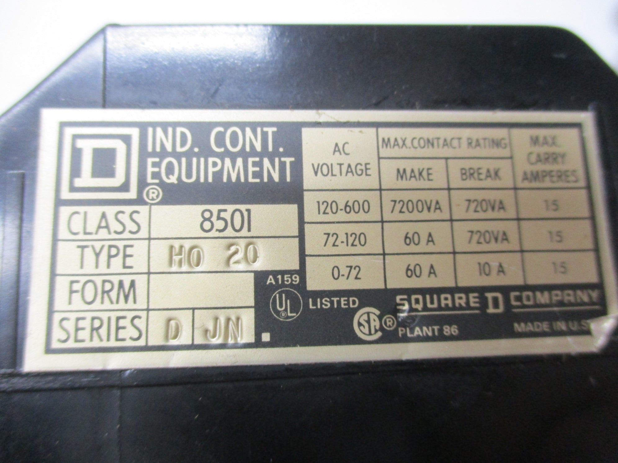 SQUARE D 8501H0-20 120V NSNP