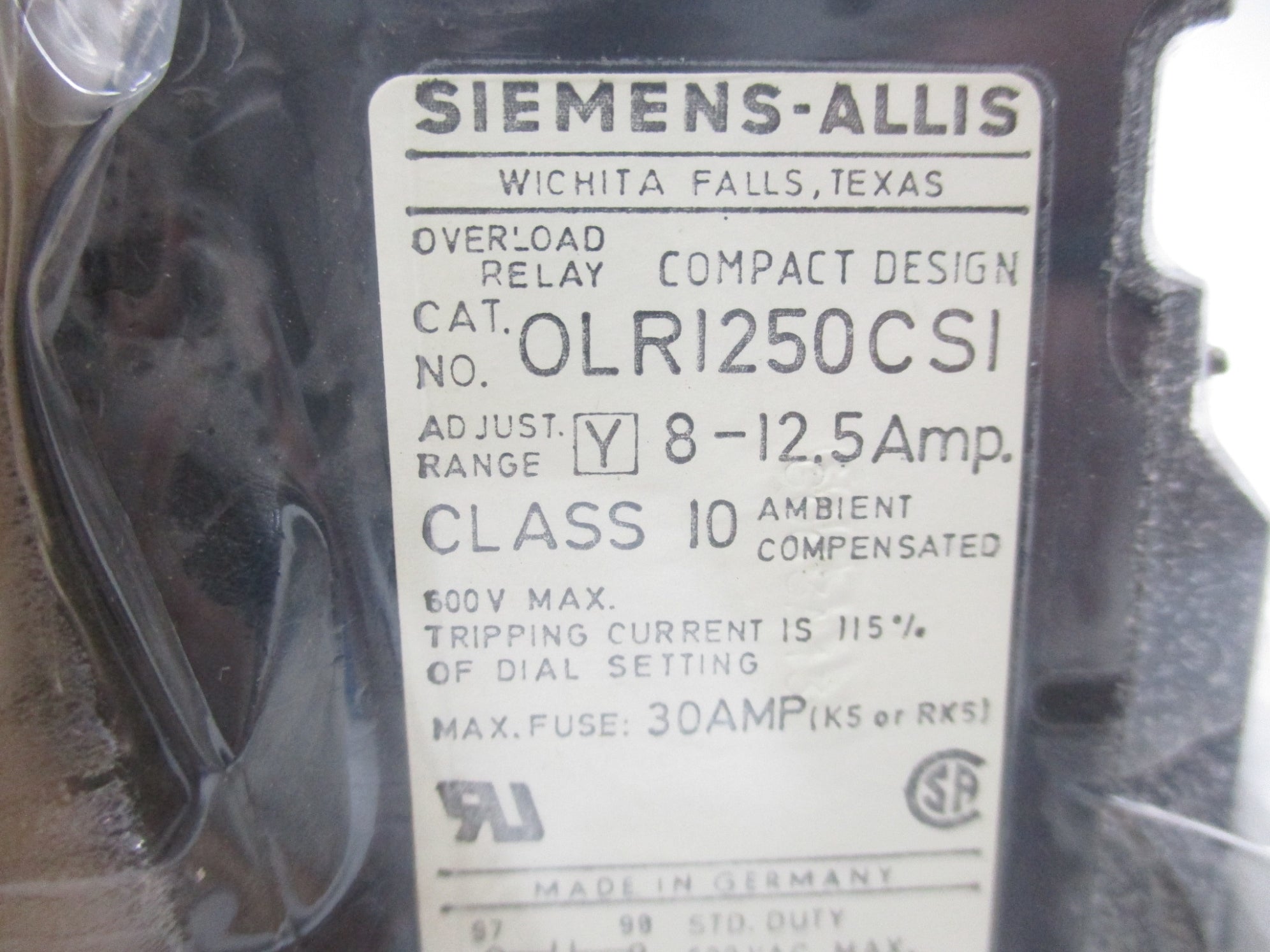 SIEMENS OLR1250CS1 30A 600V NSMP