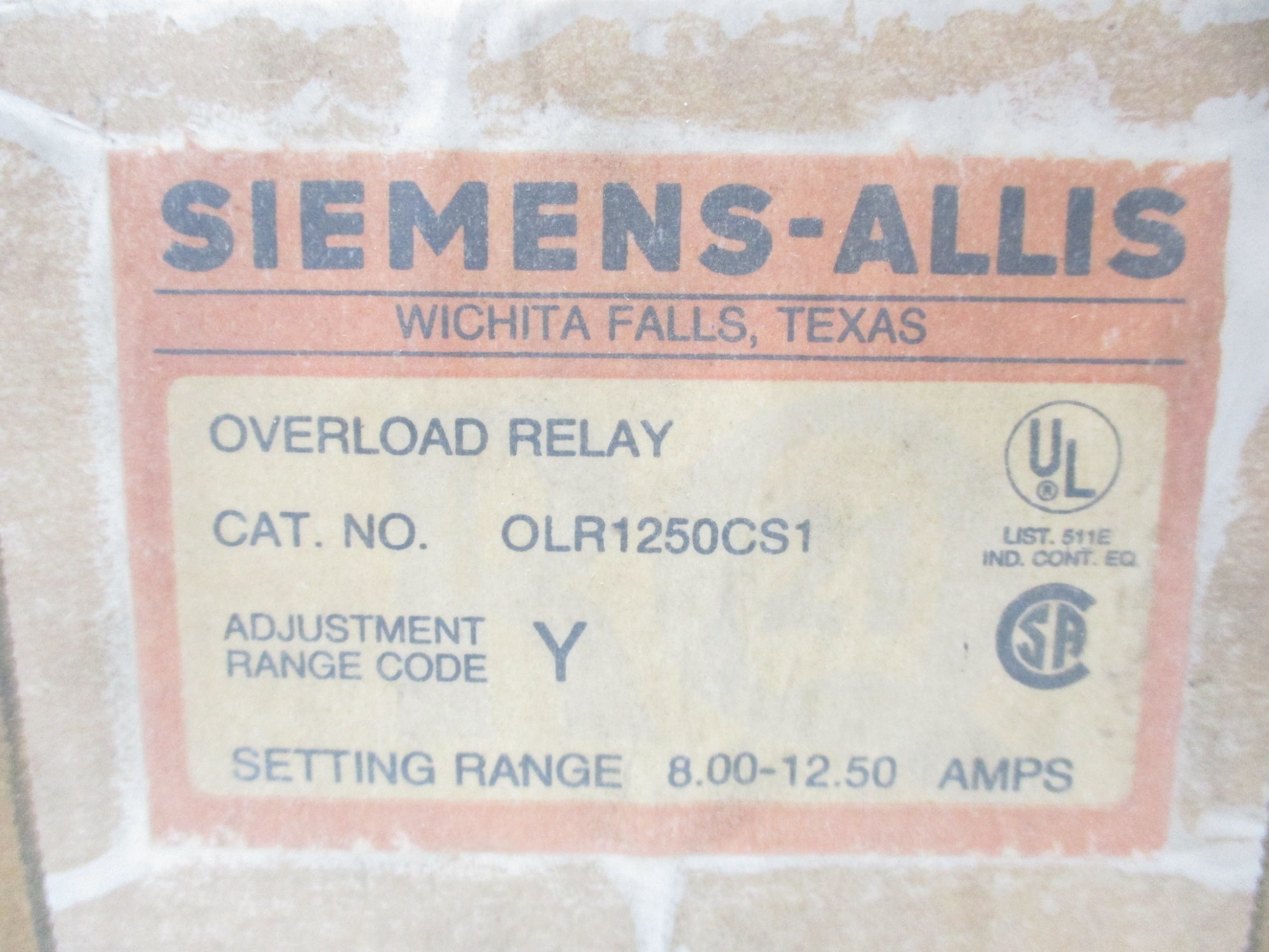 SIEMENS OLR1250CS1 30A 600V NSMP