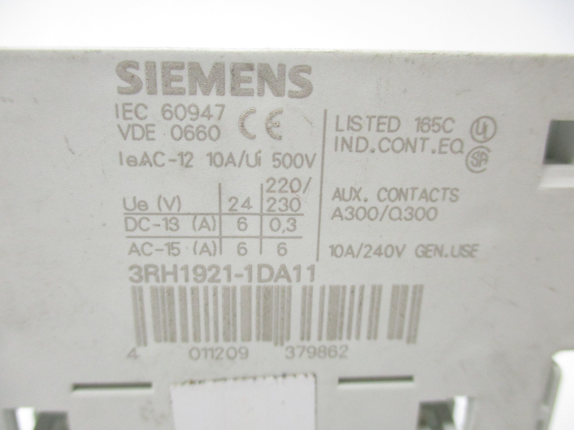 SIEMENS 3RH1921-1DA11 240V 10A NSNP
