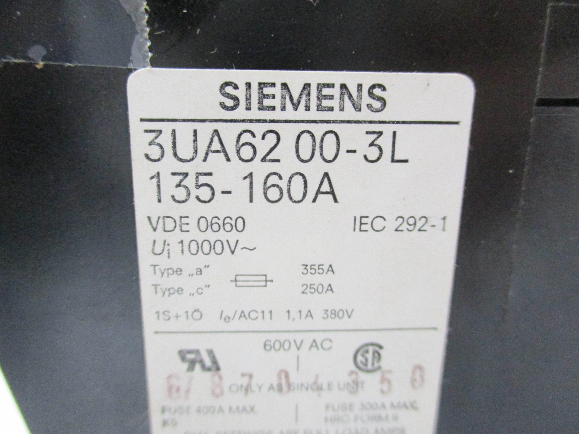 SIEMENS 3UA6200-3L 380V NSNP