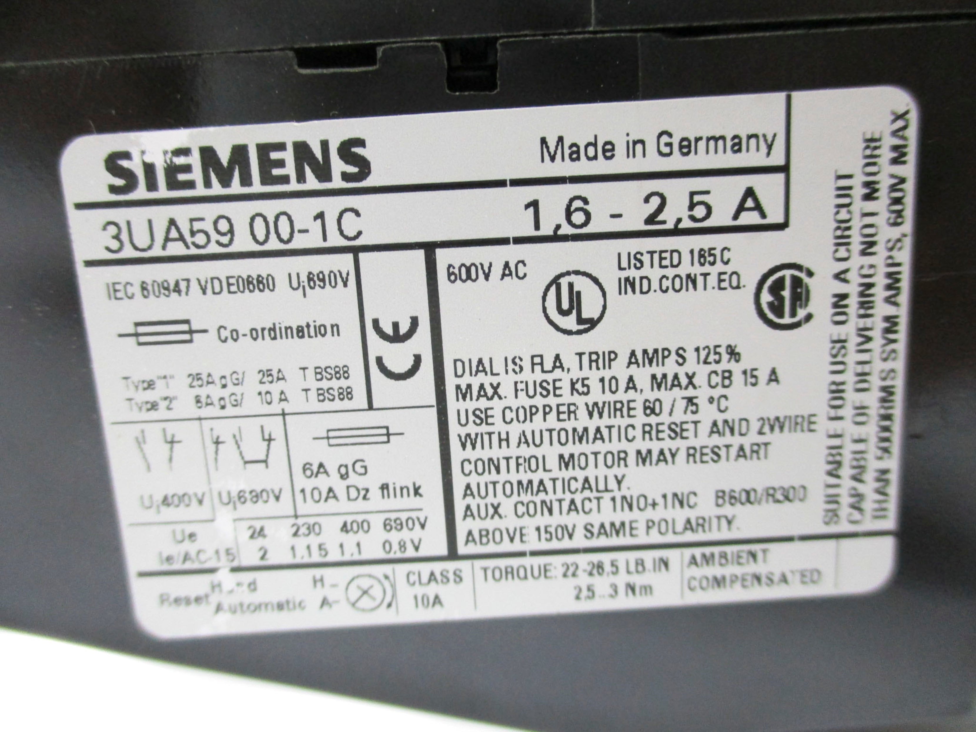 SIEMENS 3UA5900-1C 600VAC 10A  NSMP