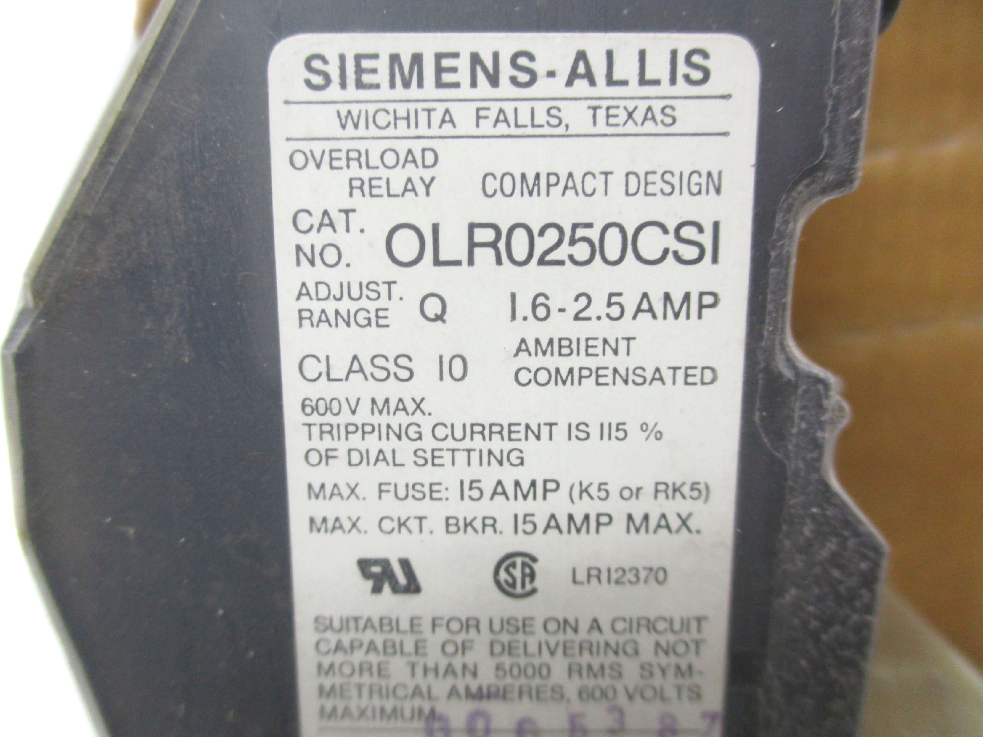SIEMENS OLR02520CS1 600V 15A NSMP