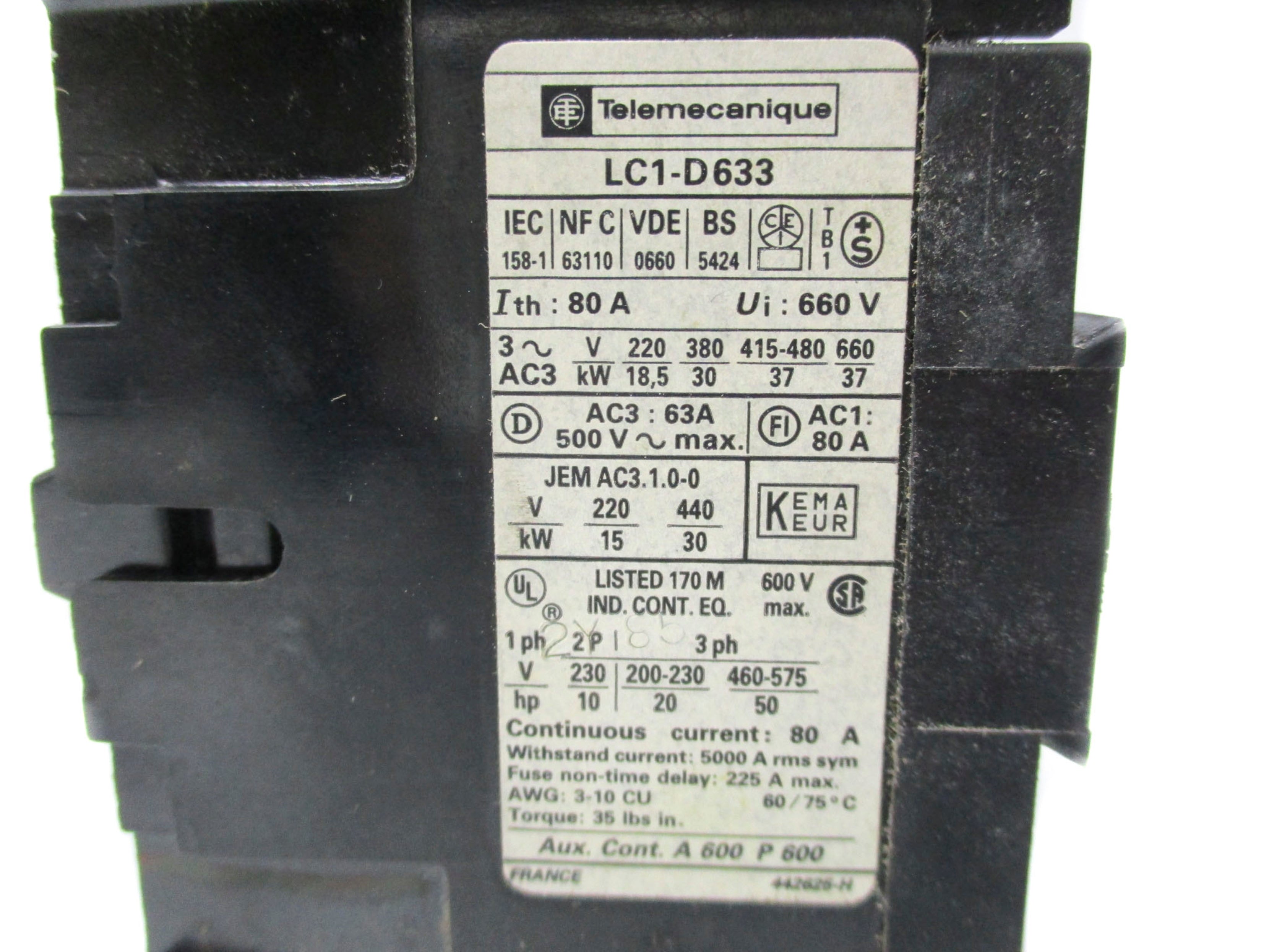TELEMECANIQUE LC1-D633 480V NSMP
