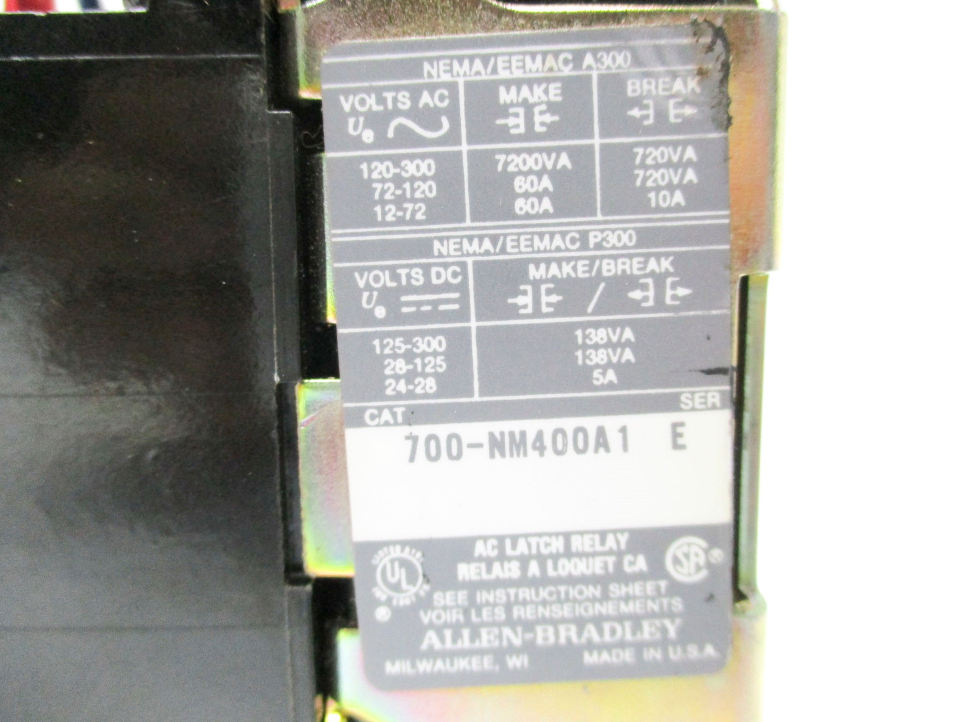 ALLEN BRADLEY 700-NM400A1 SER. E 138V 5A (AS PICTURED) NSNP