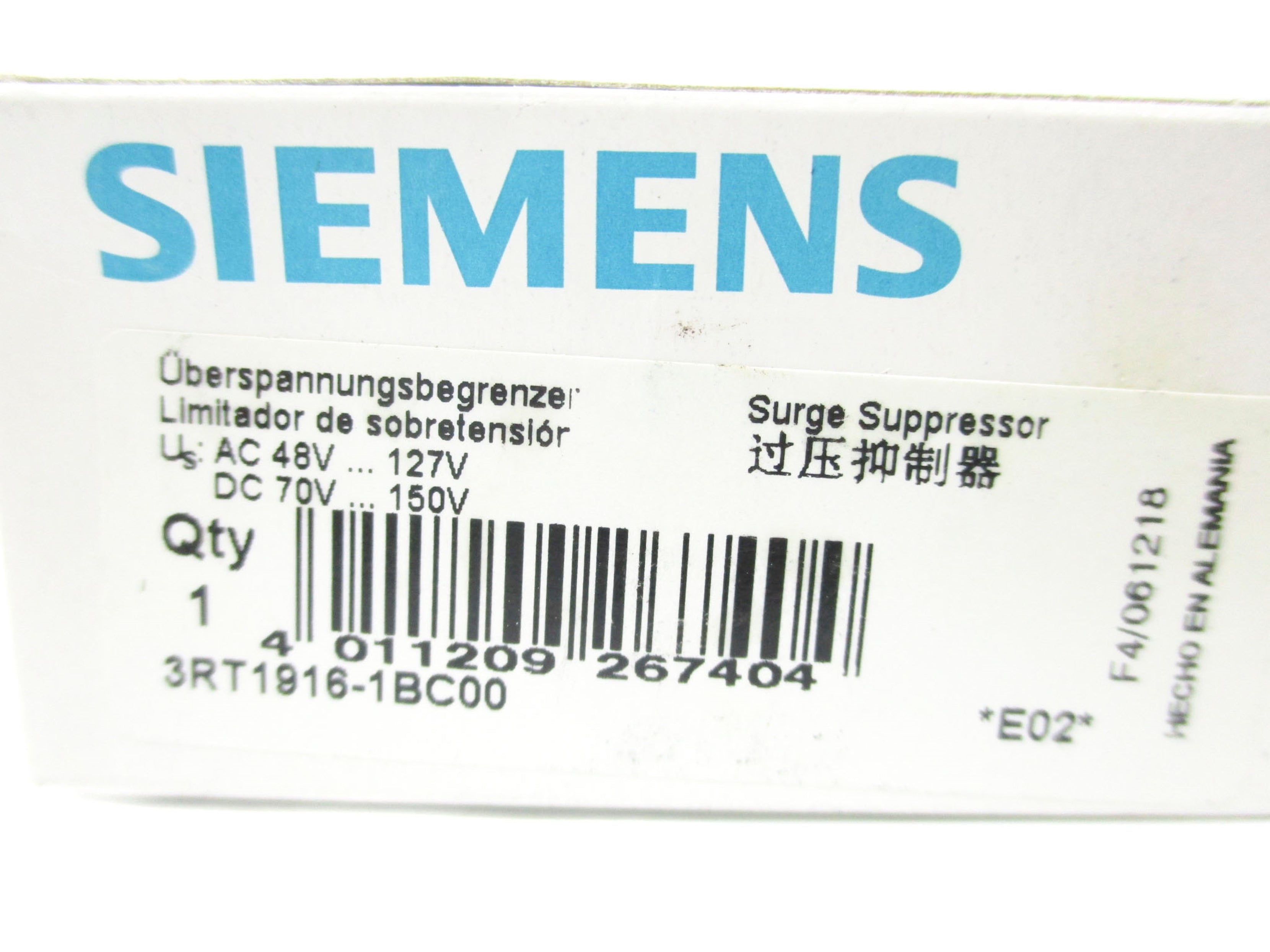 SIEMENS 3RT1916-1BC00 48-127VAC NSMP