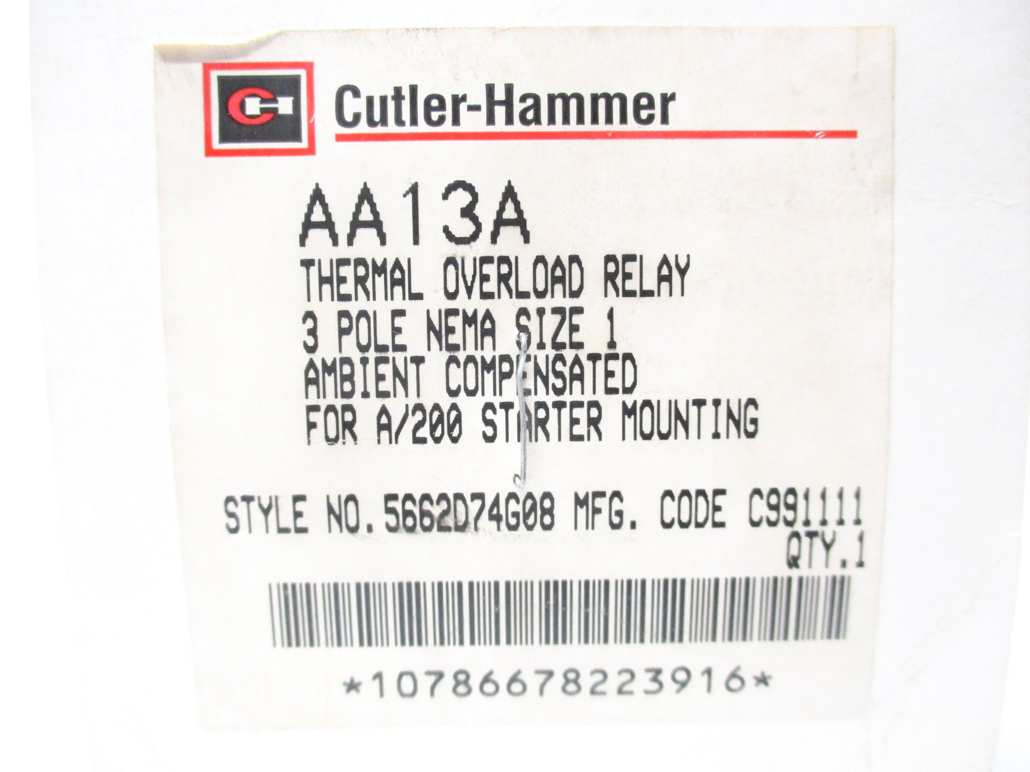 CUTLER HAMMER AA13A 240V NSMP
