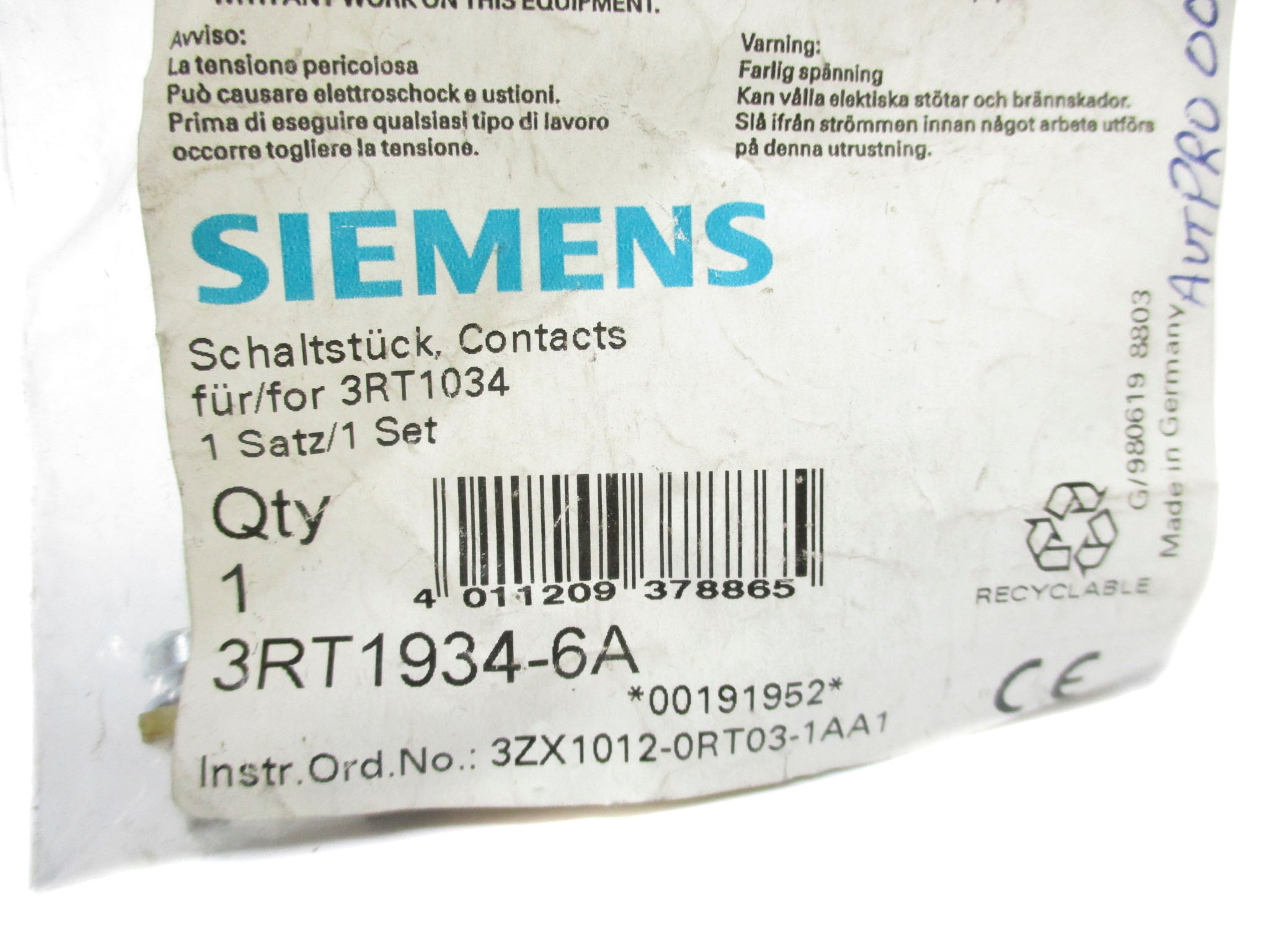 SIEMENS 3RT1934-6A  NSMP
