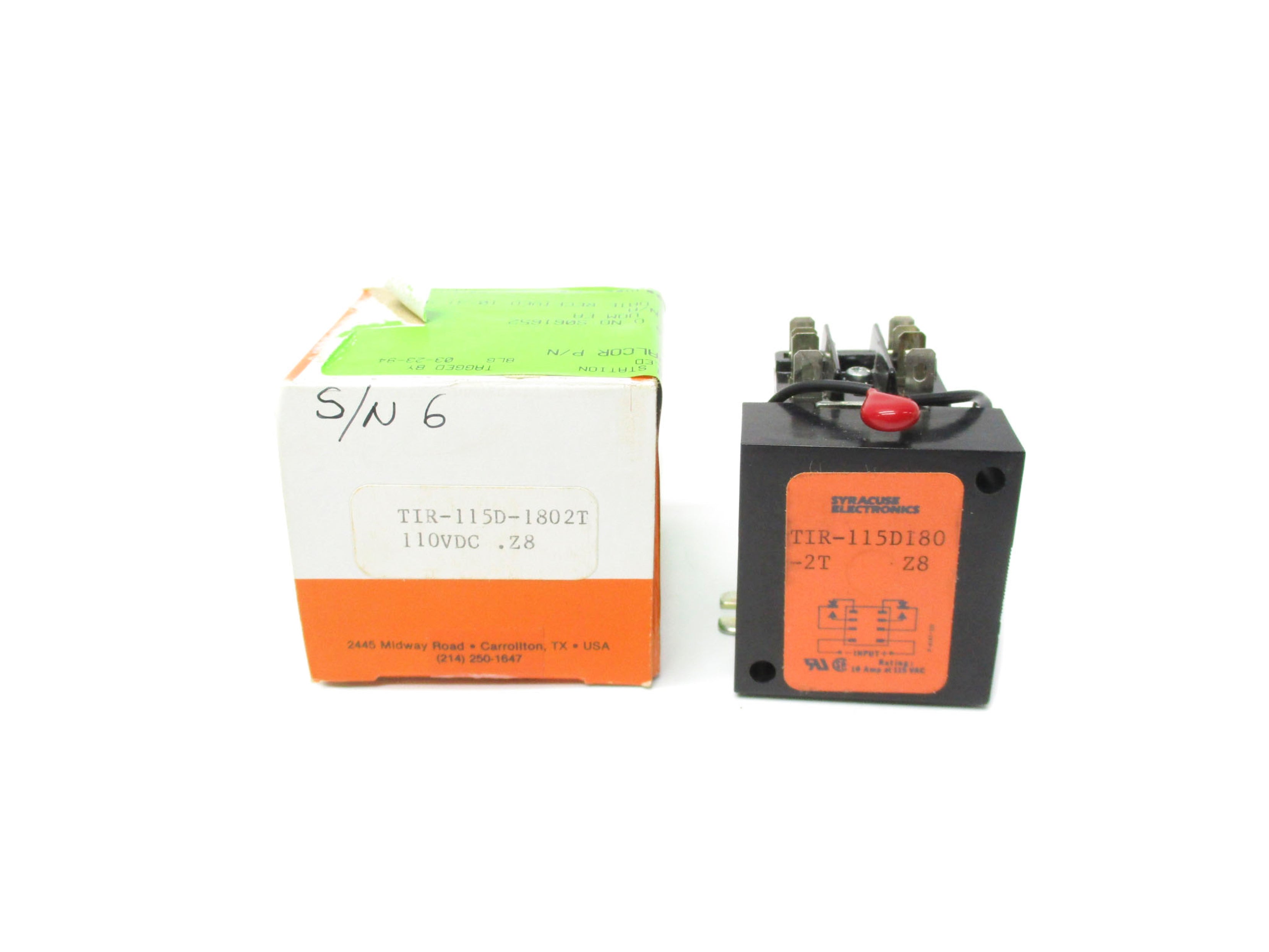 SYRACUSE ELECTRONICS TIR-115D180-2T 110VDC NSMP