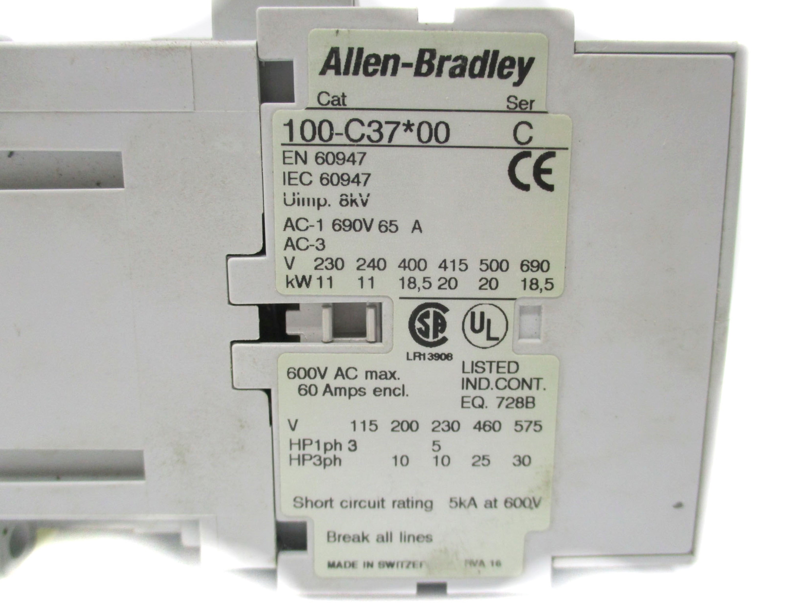 ALLEN BRADLEY 100-C37A00 SER. C UNMP