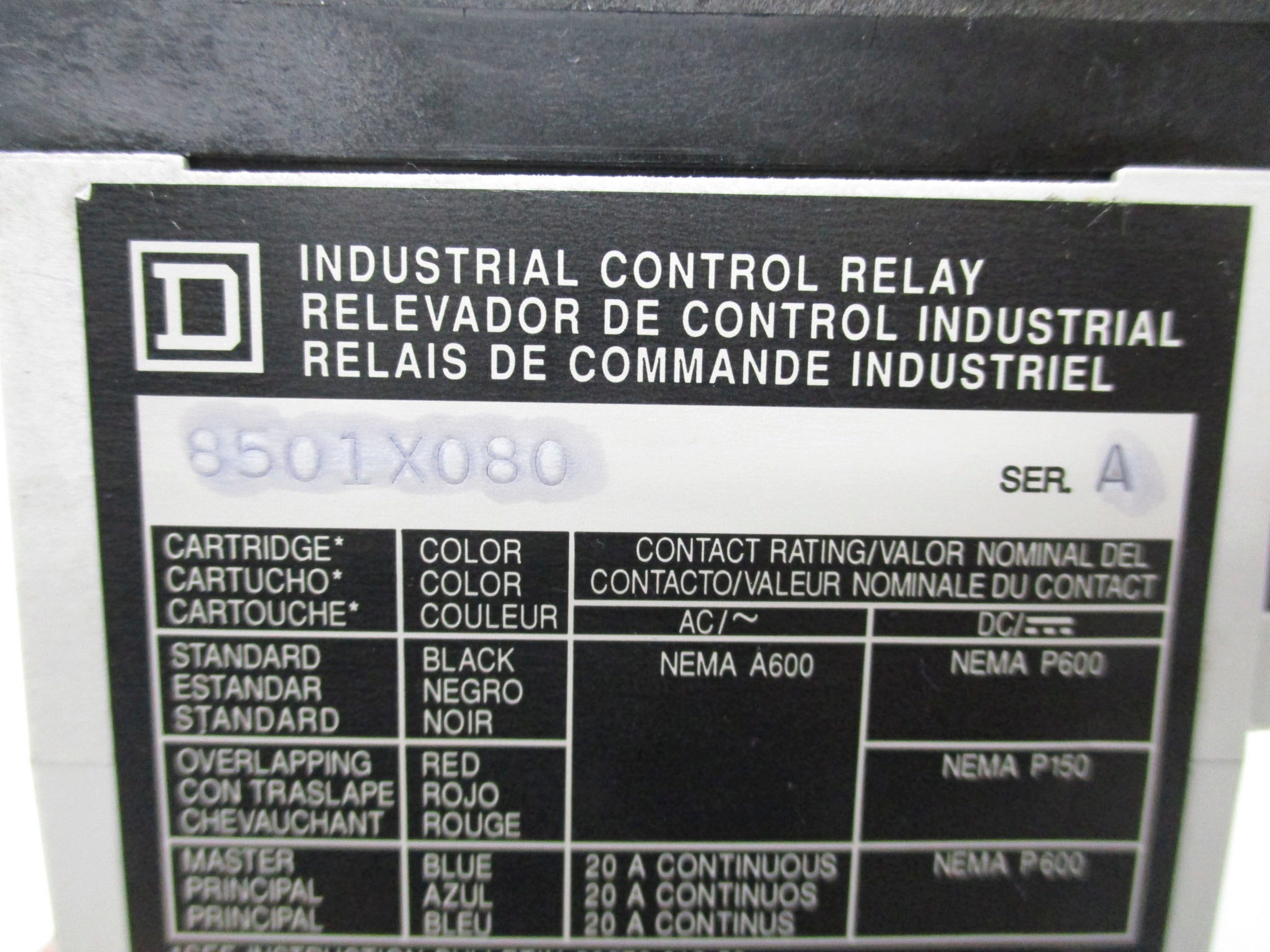 SQUARE D 8501X080 SER. A 110/120V 20A UNMP