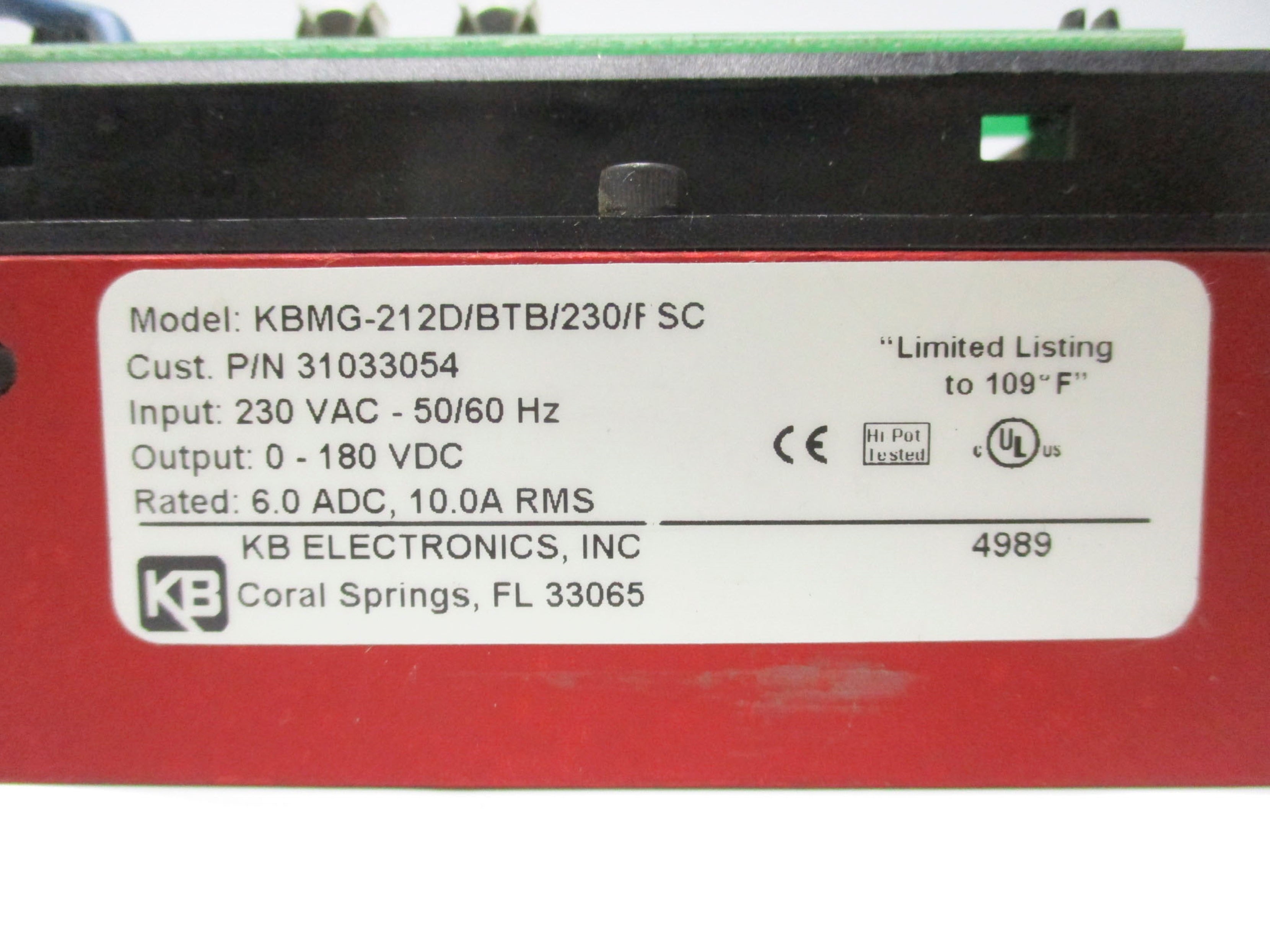 KB ELECTRONICS KBMG-212D/BTB/230/FSC UNMP