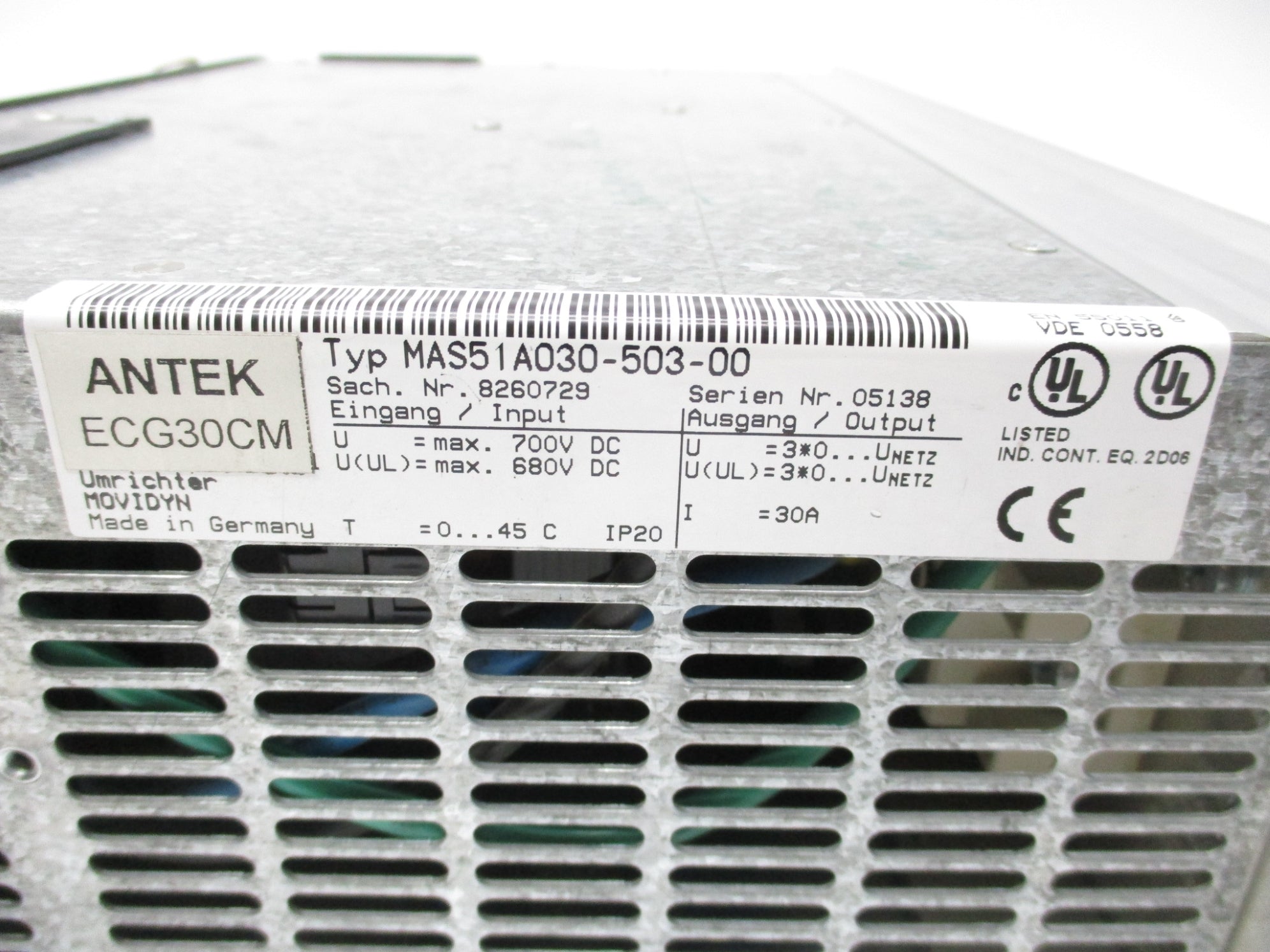 ANTEK MAS51A030-503-00 680/700VDC 30A (AS PICTURED) UNMP