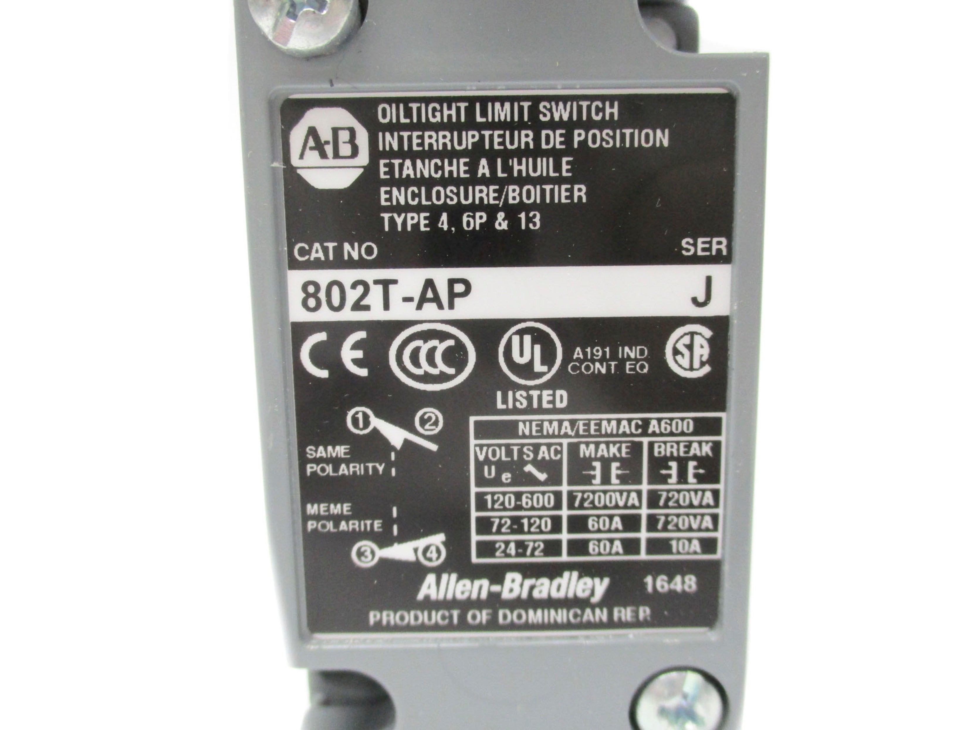 ALLEN BRADLEY 802T-AP SER. J (WH) NSMP