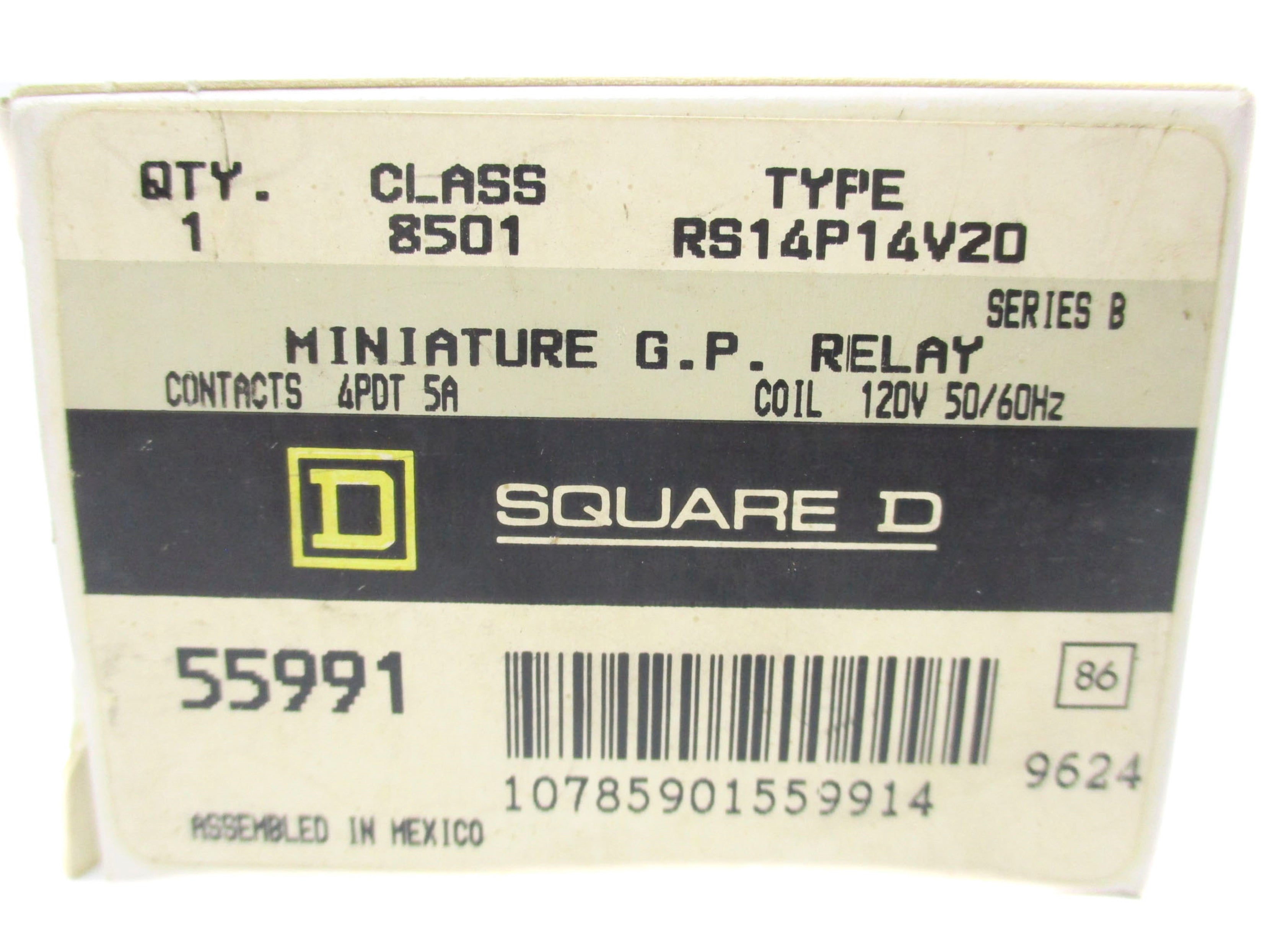 SQUARE D 8501 RS14P14V20 SER. B 120V NSMP