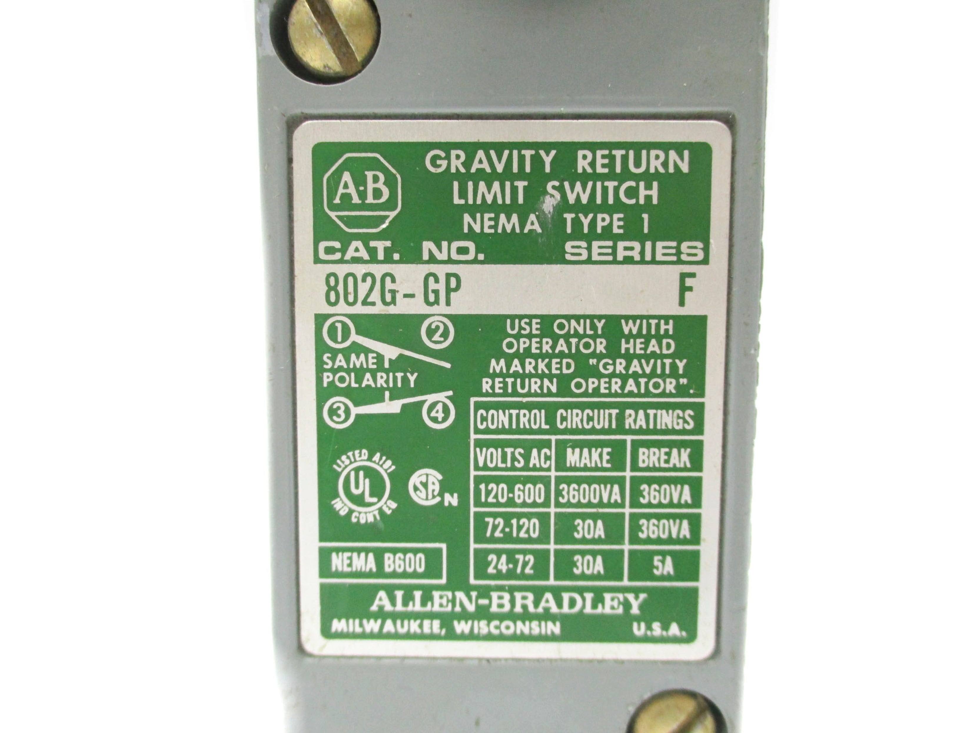 ALLEN BRADLEY 802G-GP SER. F UNMP