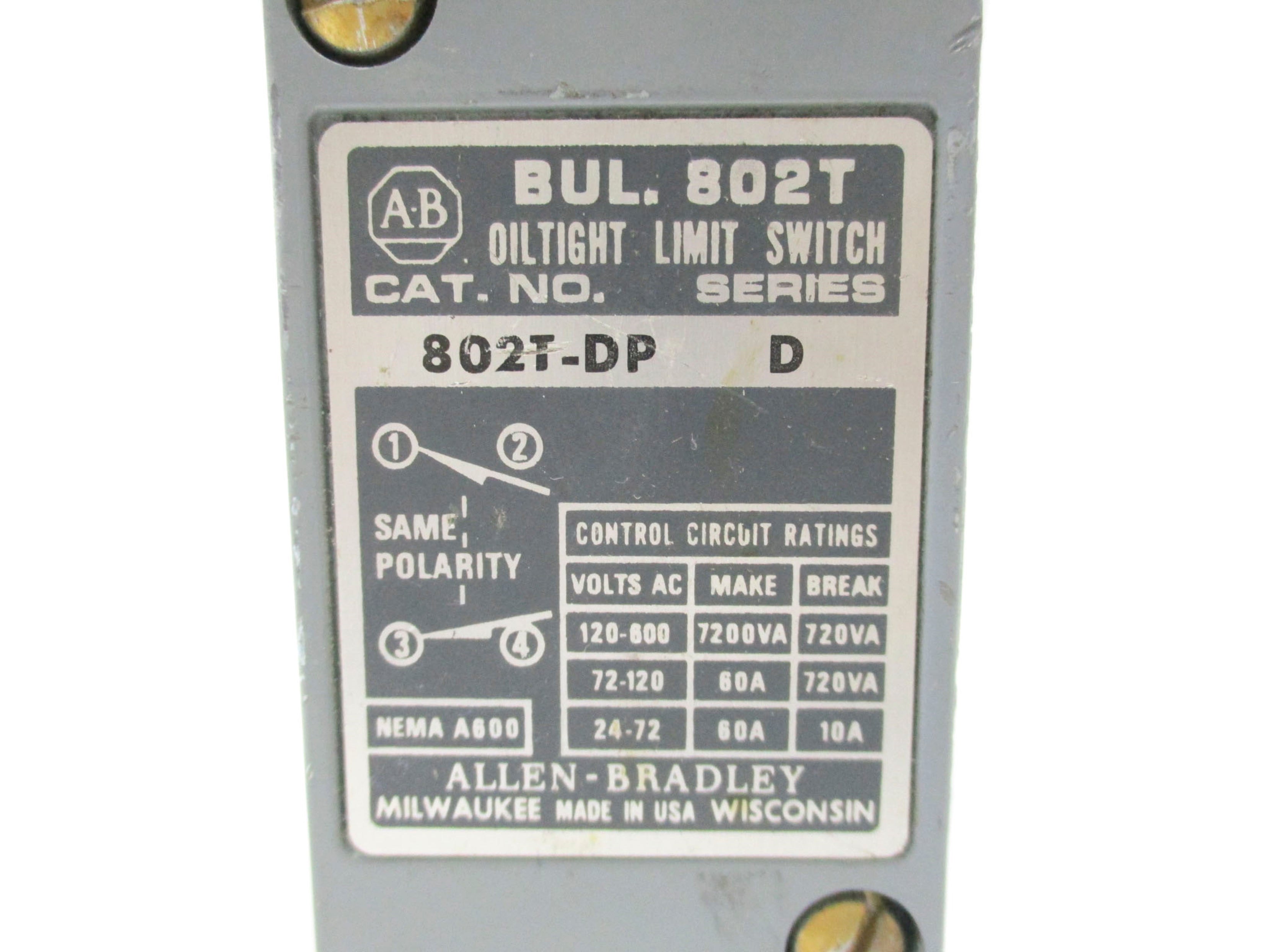 ALLEN BRADLEY 802T-DP SER. D UNMP