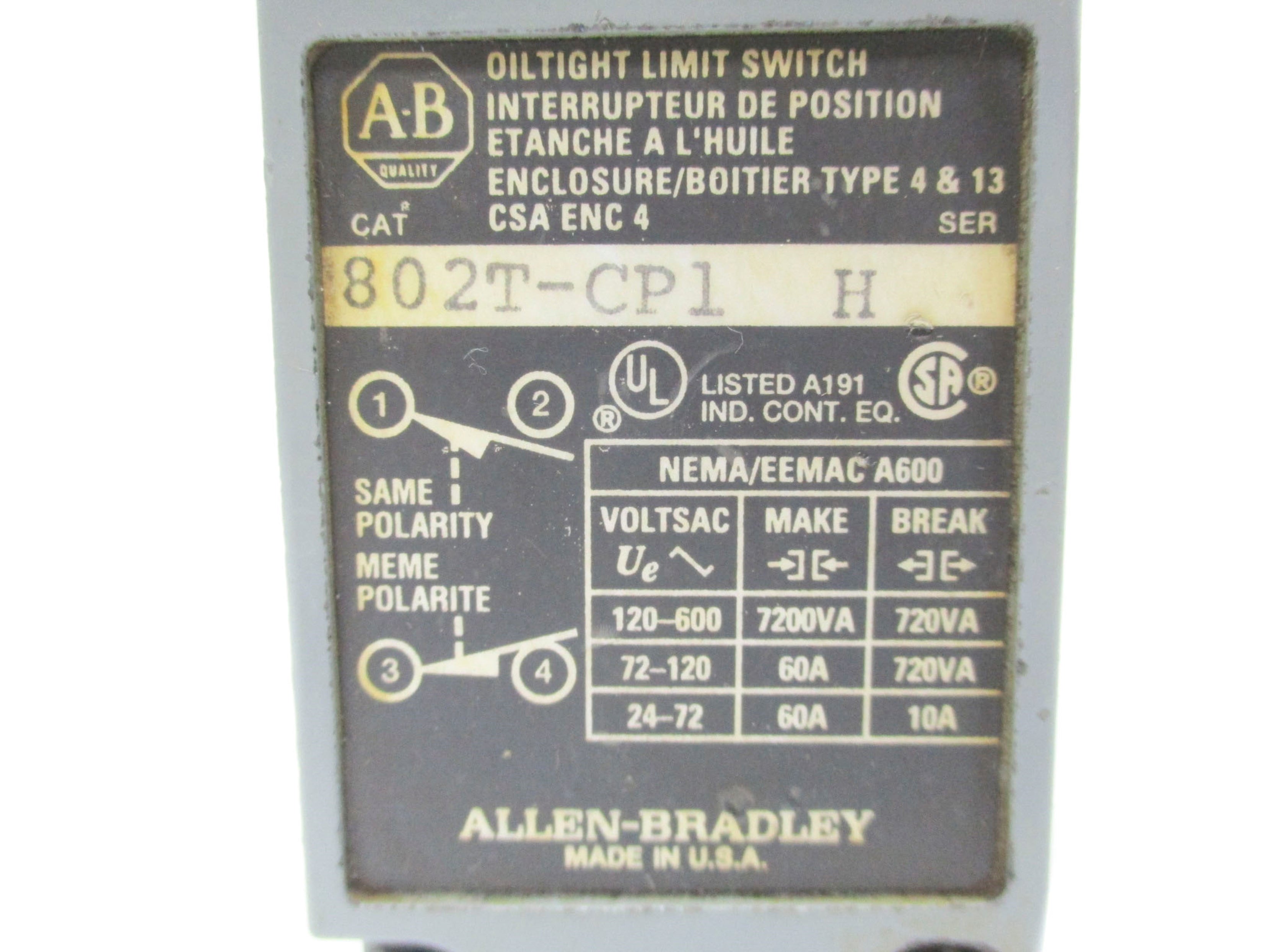 INDUSTRIAL SPARE PART 802T-CP1 SER. H UNMP