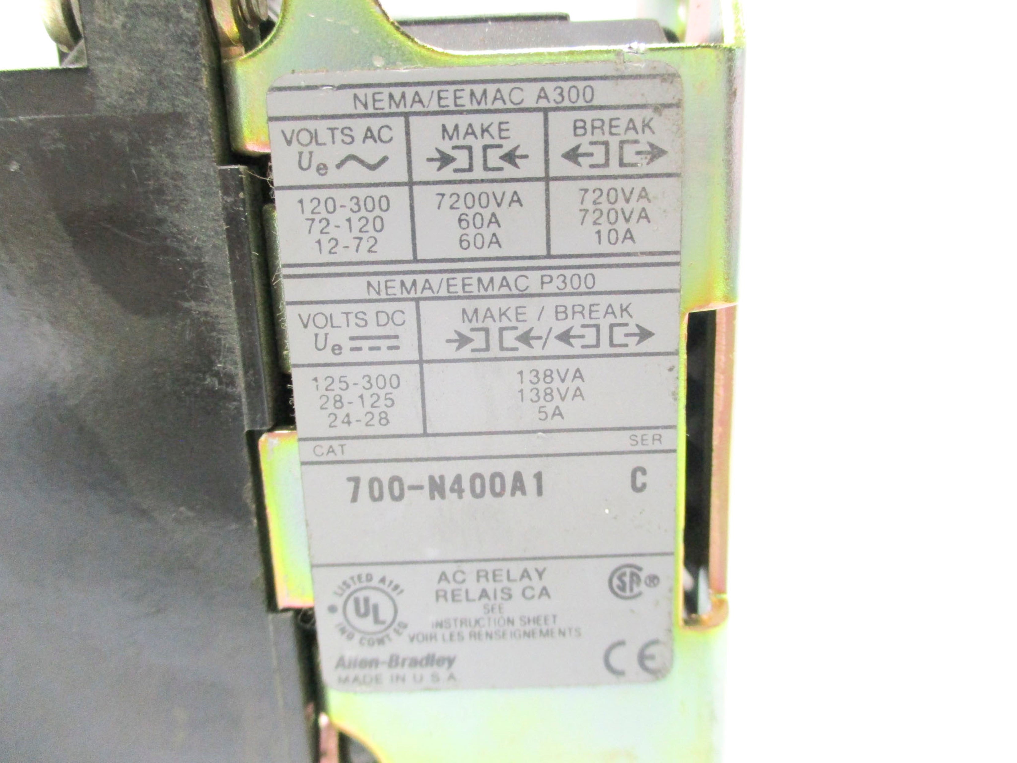 ALLEN BRADLEY 700-N400A1 SER. C 24V UNMP