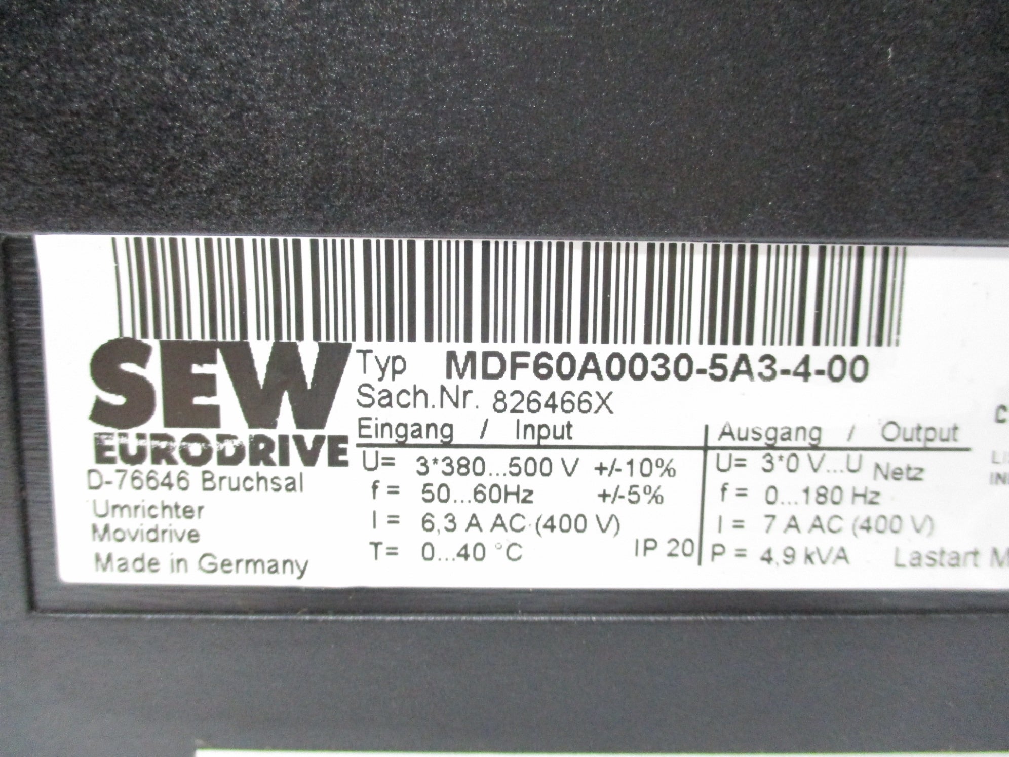 SEW-EURODRIVE MDF60A0030-5A3-4-00 UNMP
