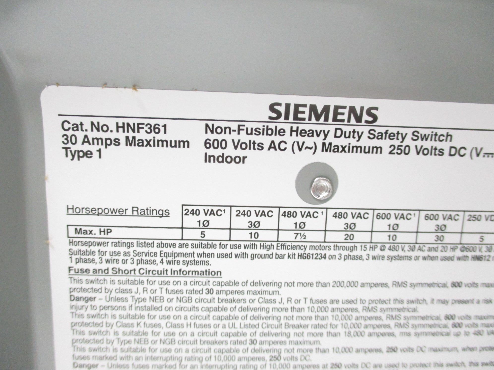 SIEMENS HNF361 NSMP