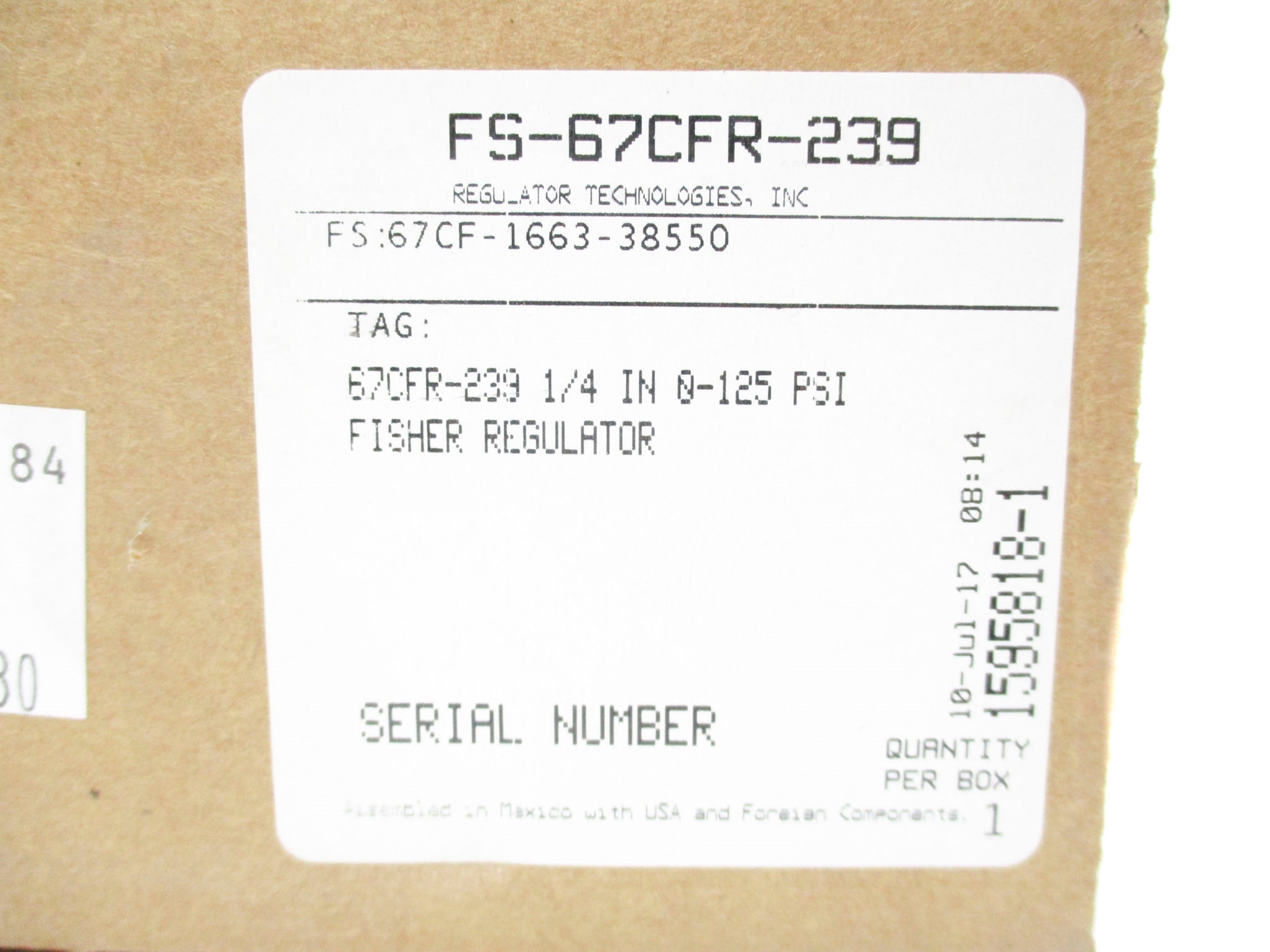 FISHER CONTROLS FS-67CFR-239 0-125PSI NSMP