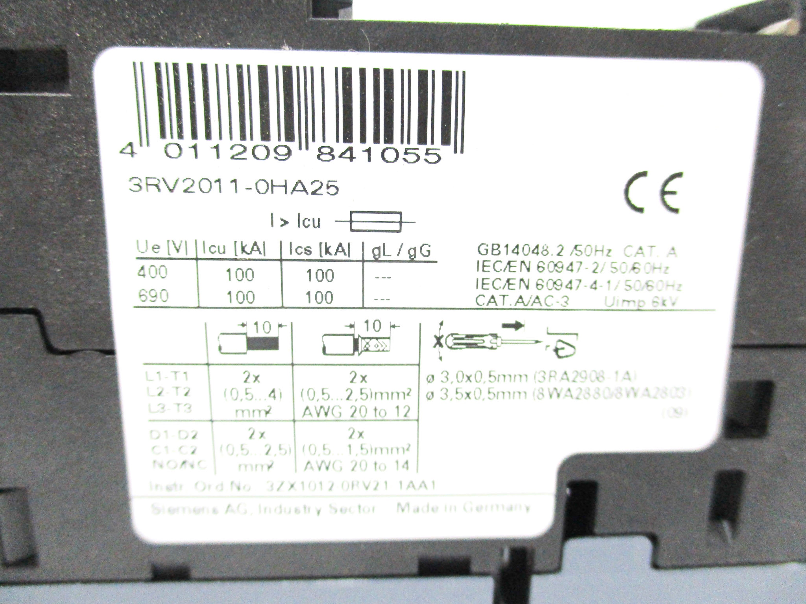 SIEMENS 3RV2011-0HA25 0.55-0.8A NSMP