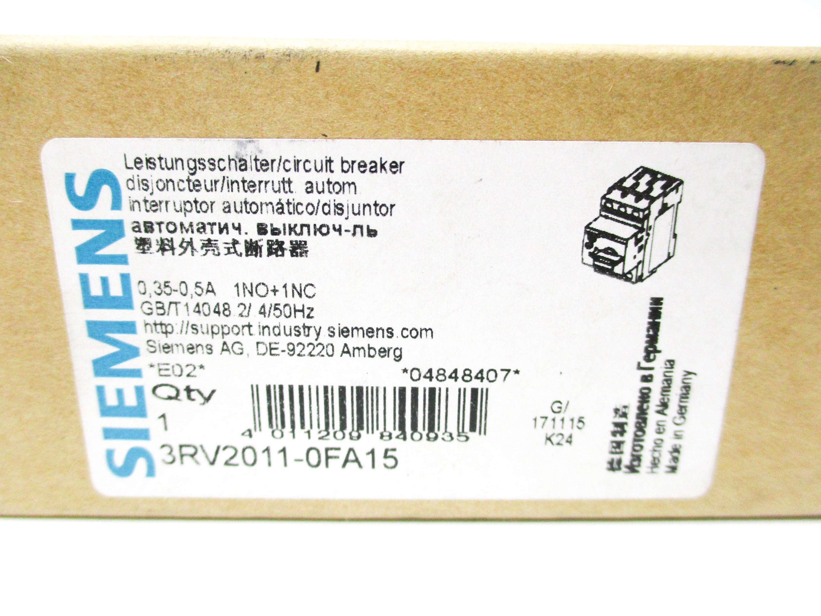 SIEMENS 3RV2011-0FA15 0.35-0.5A NSMP