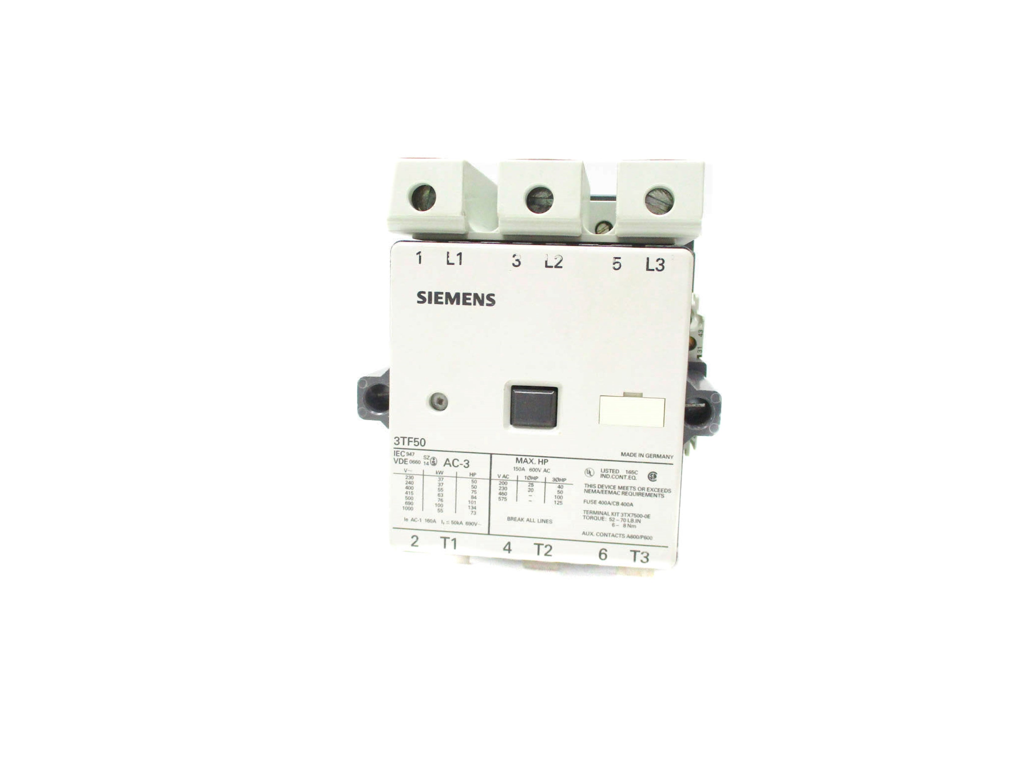 SIEMENS 3TF50 150A 600V NSNP