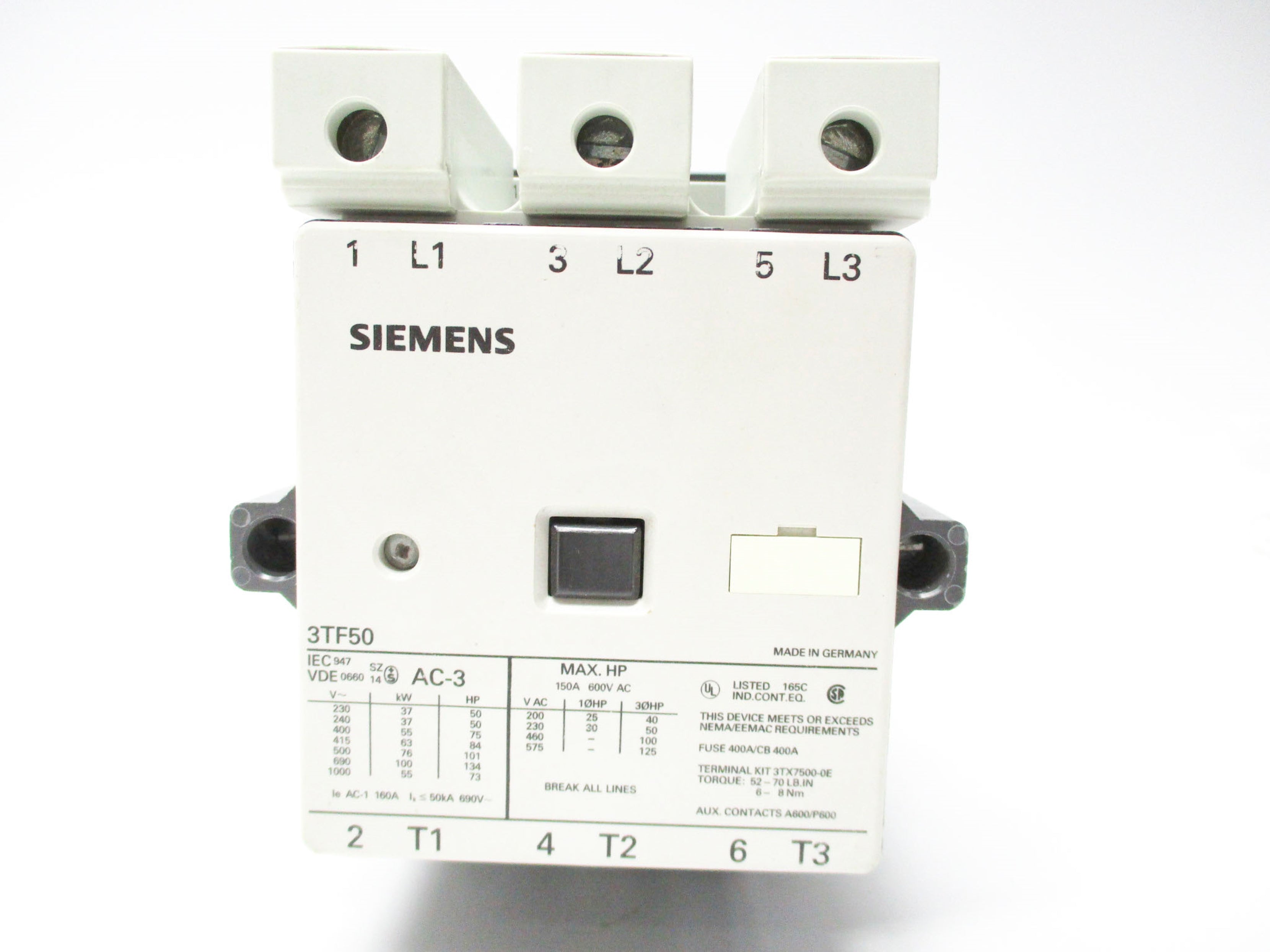 SIEMENS 3TF50 150A 600V NSNP