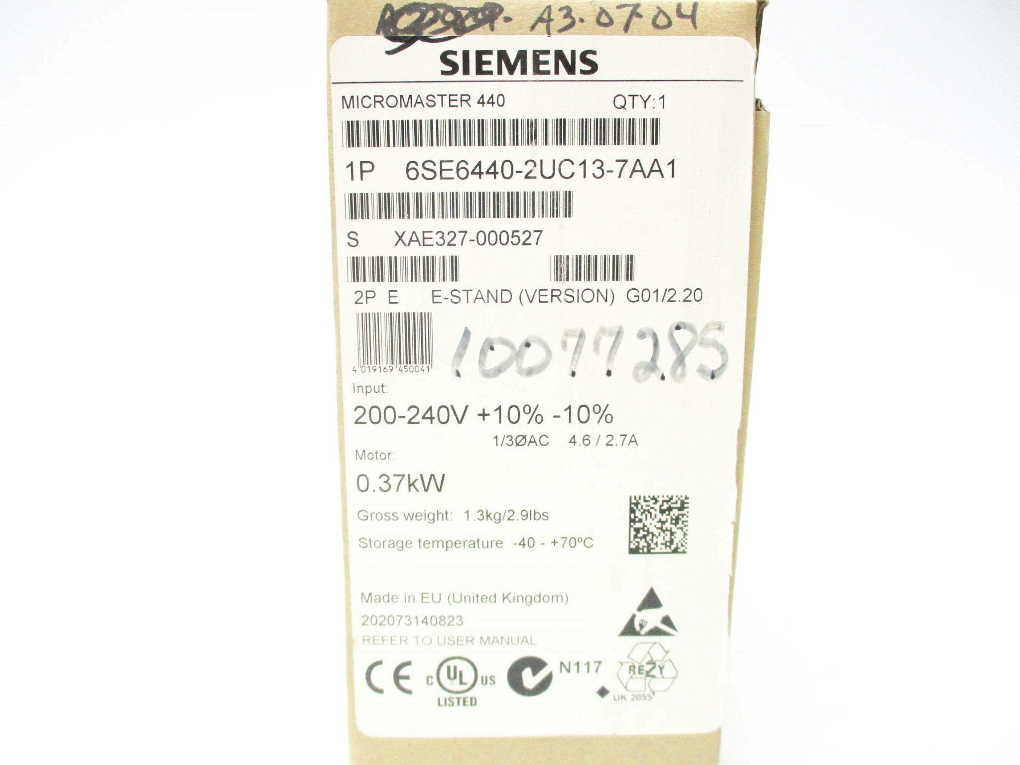 SIEMENS 6SE6440-2UC13-7AA1 NSFS