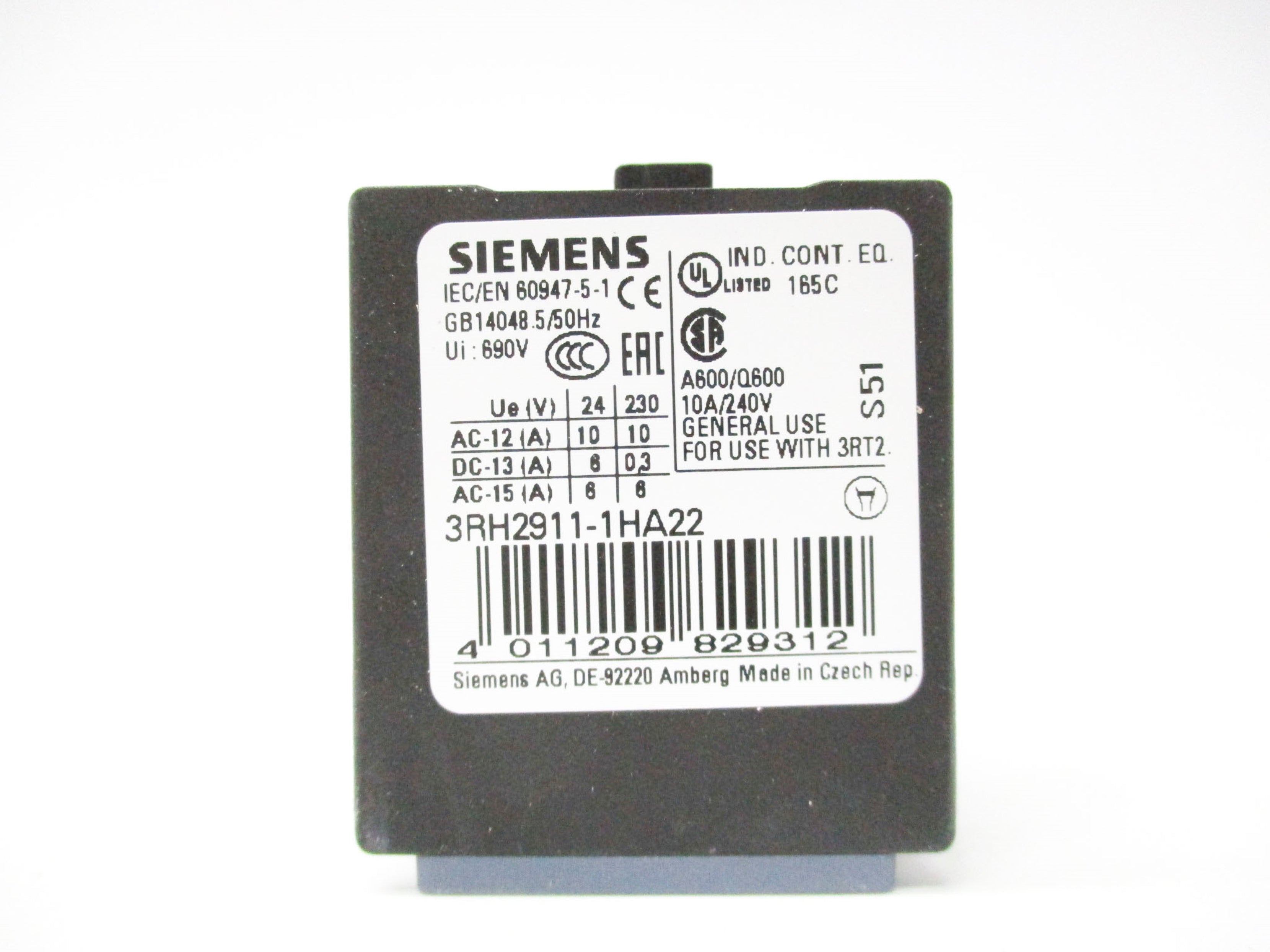SIEMENS 3RH2911-1HA22 240V 10A NSMP