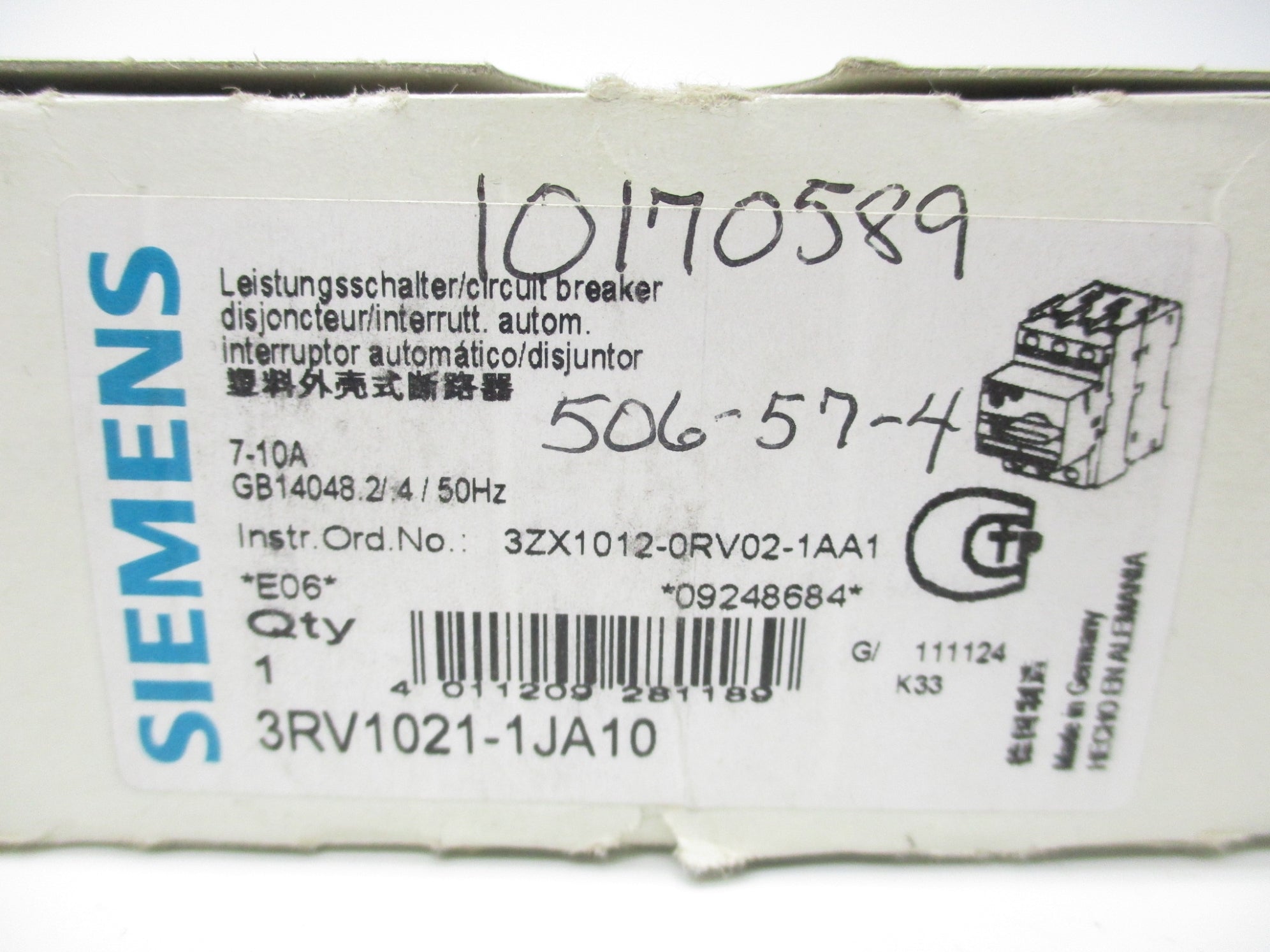 SIEMENS 3RV1021-1JA10 400V 50A NSMP