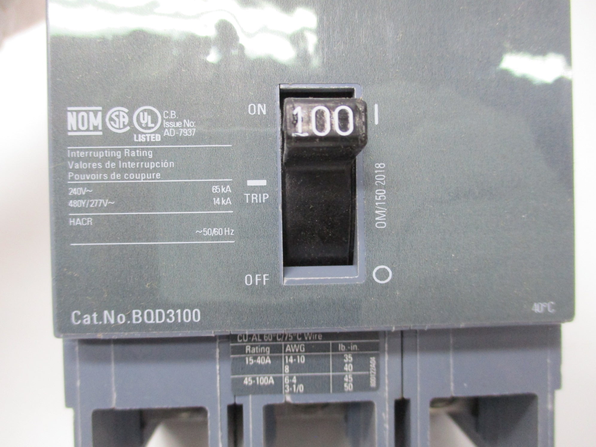 SIEMENS BQD3100 277V 100A NSMP