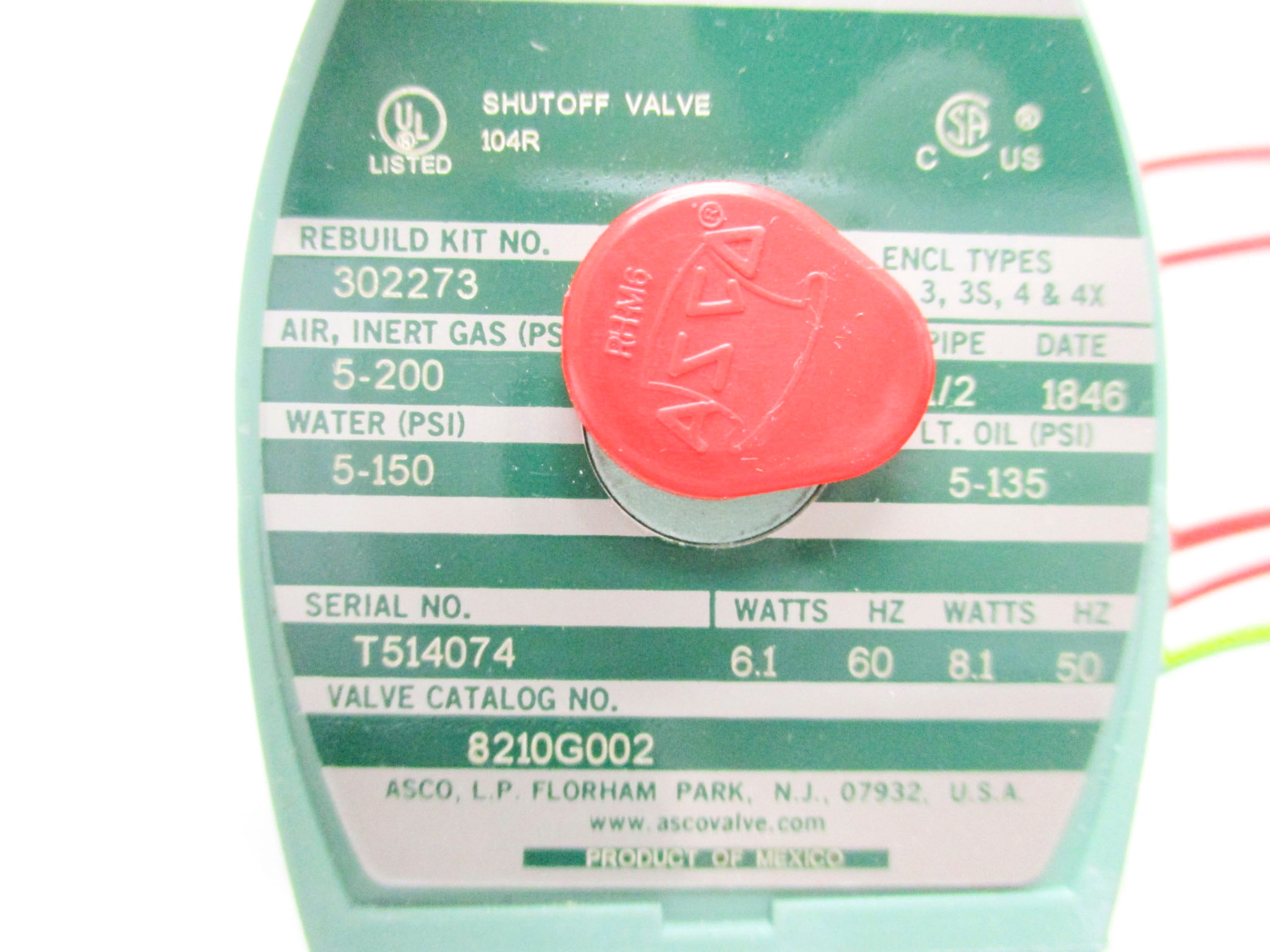 ASCO 8210G002 5-200 PSI NSMP