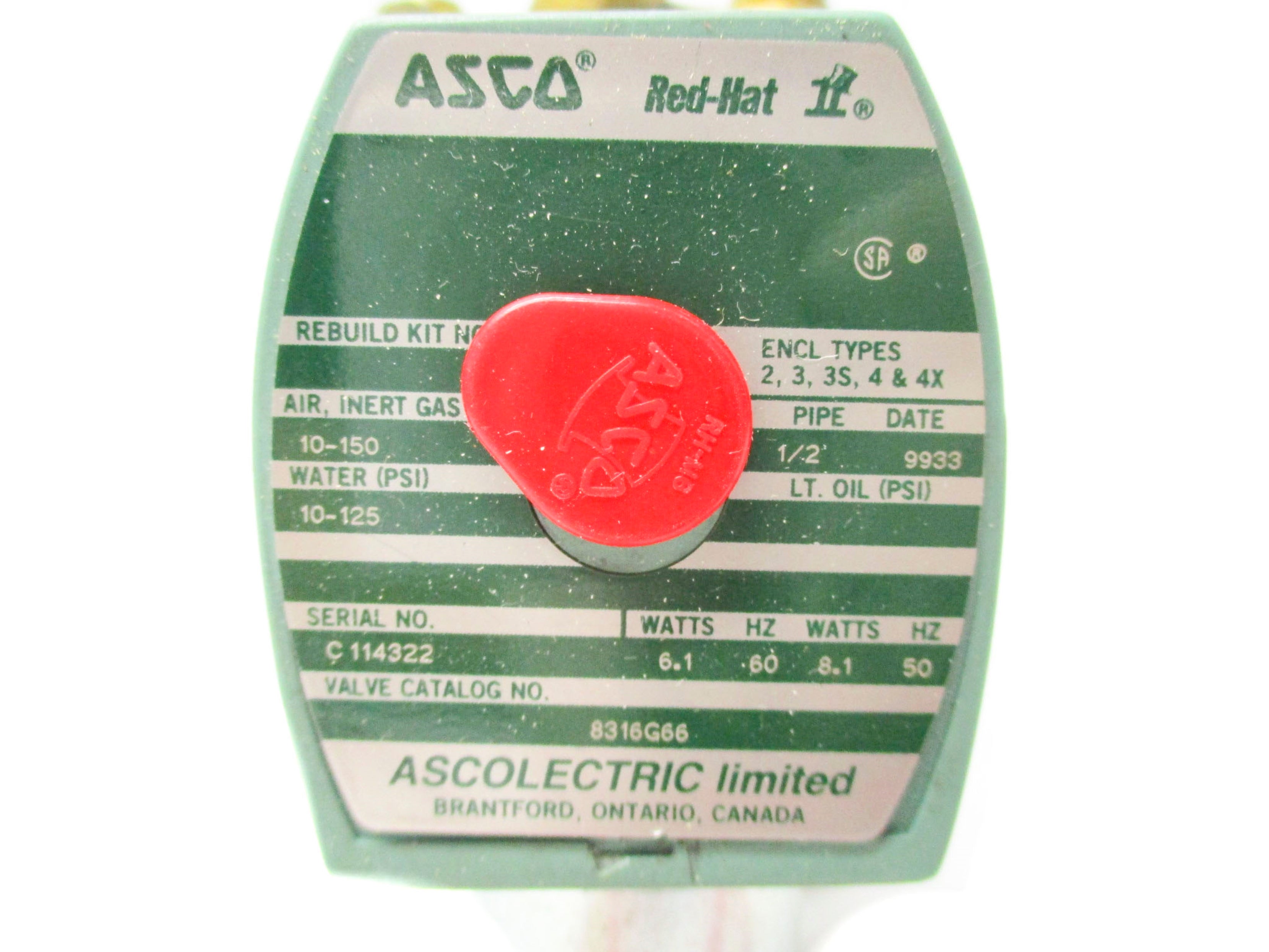 ASCO 8316G66 110/120V 10-125PSI 1/2" NSNP