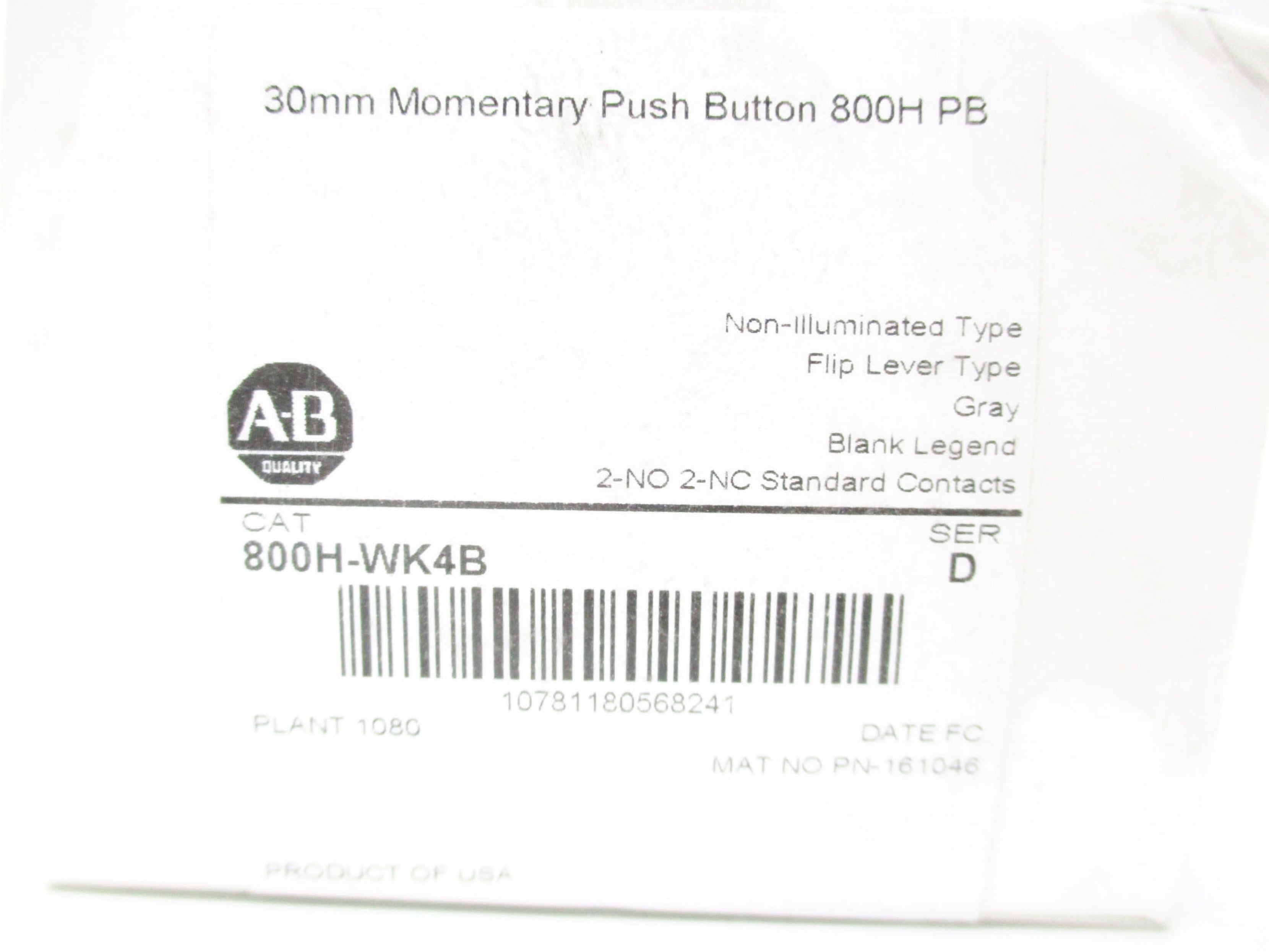 ALLEN BRADLEY 800H-WK4B SER. D (WH) NSMP