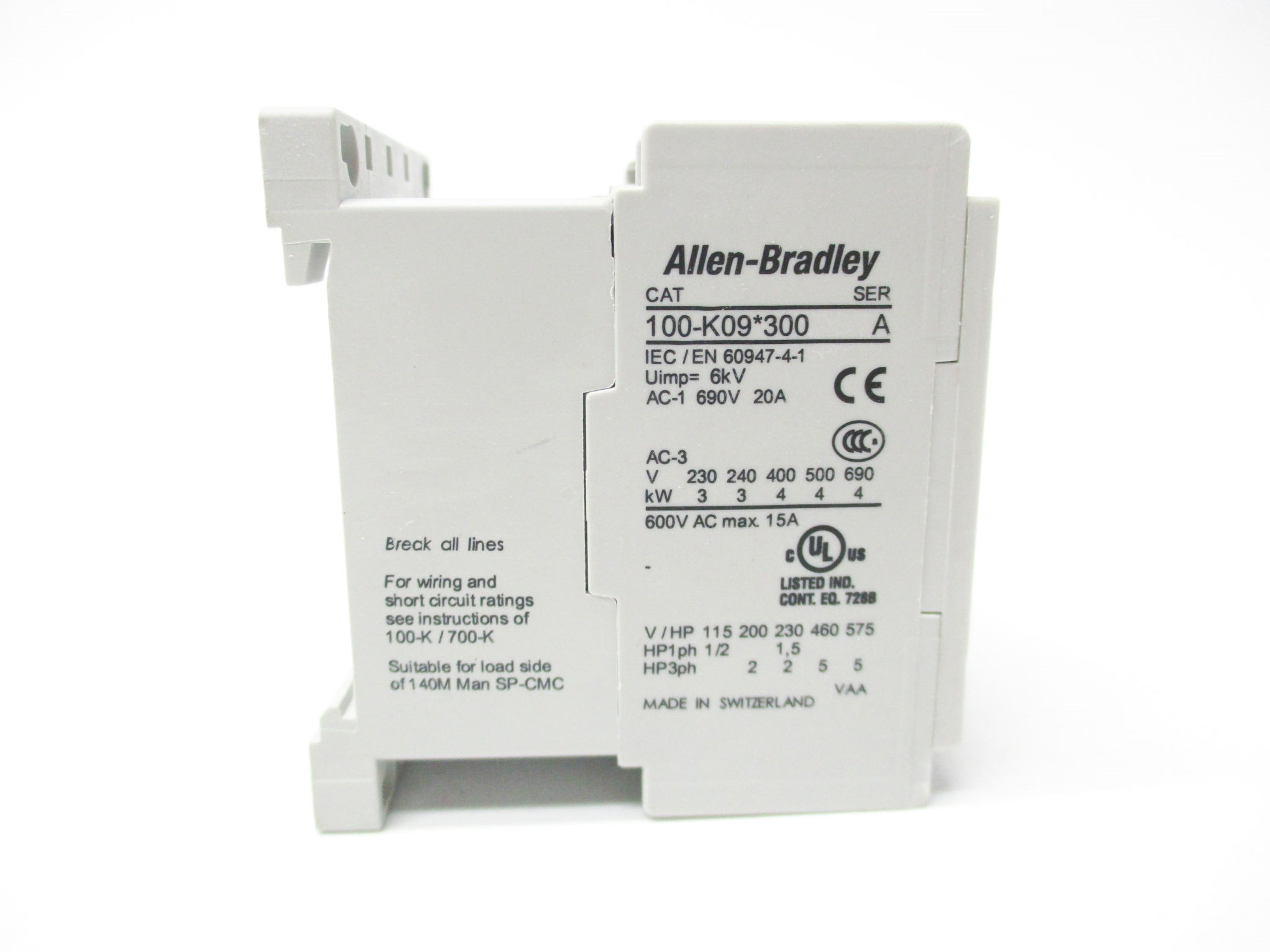 ALLEN BRADLEY 100-K09ZJ300 SER. A 24V (WH) NSMP