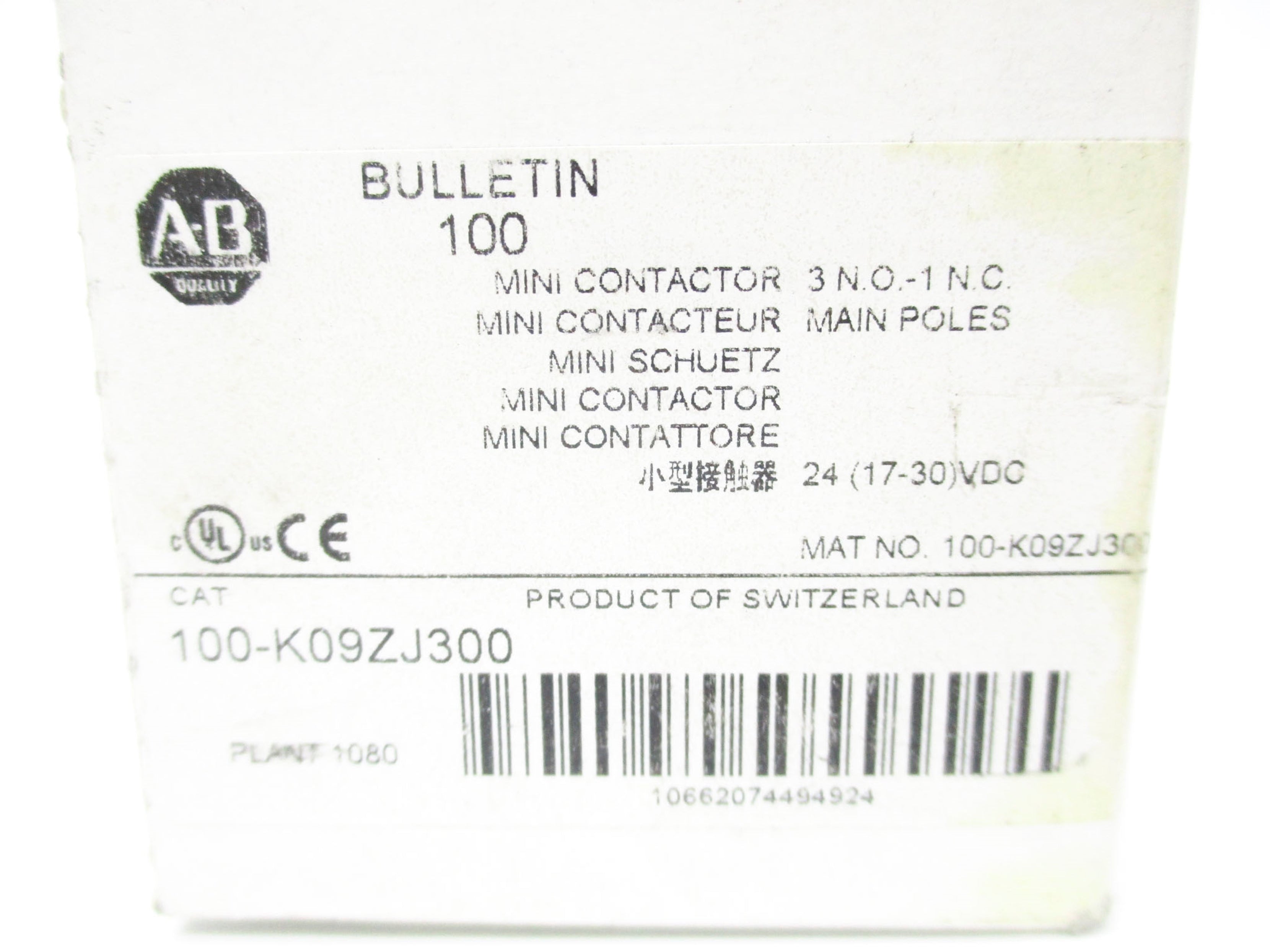 ALLEN BRADLEY 100-K09ZJ300 SER. A 24V (WH) NSMP