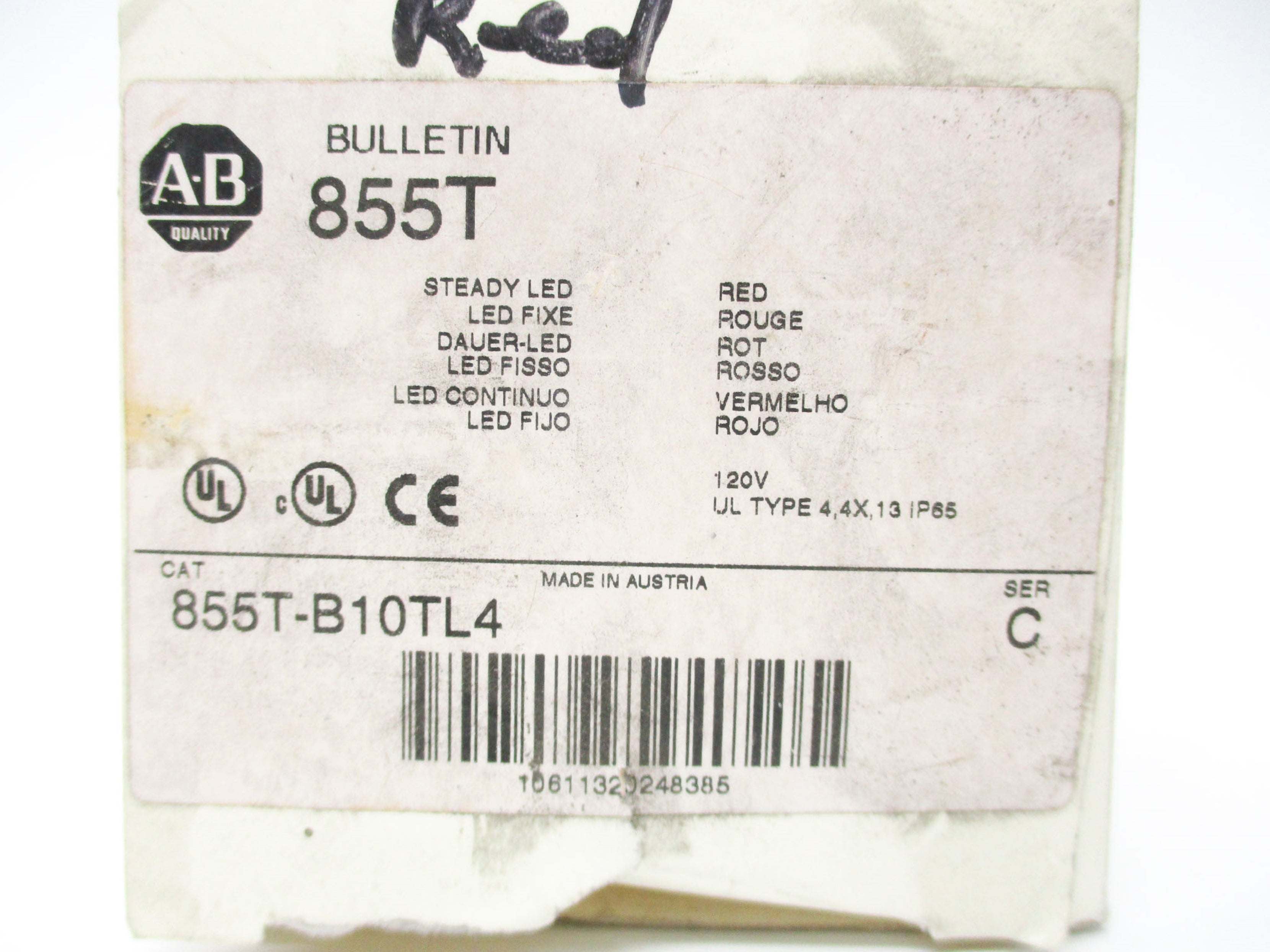 ALLEN BRADLEY 855T-B10TL4 SER. C (WH) NSMP